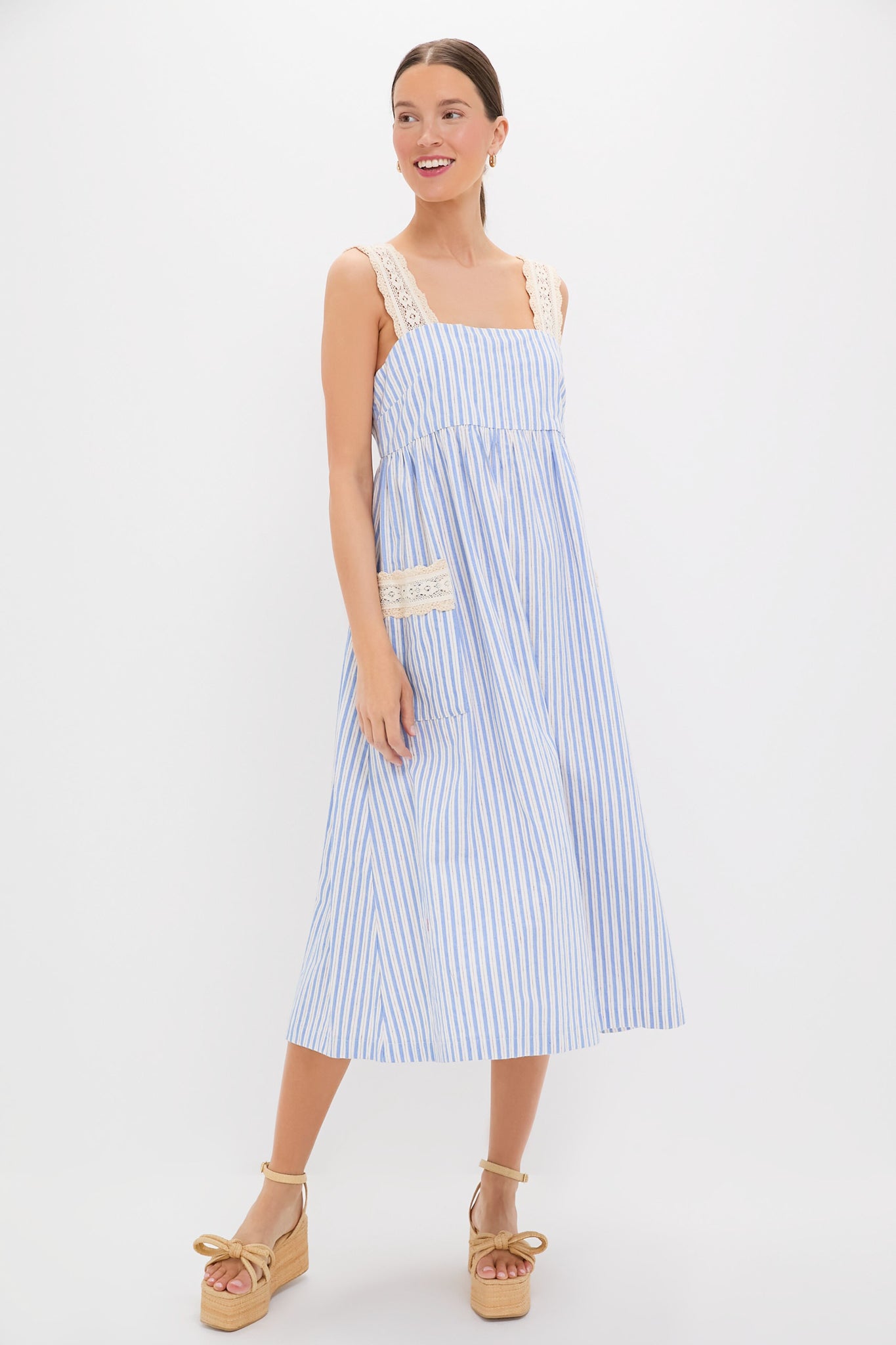 Blue Striped Harbor Dress for Women - Casual Summer Beach Dress with Pockets | Perfect for Vacations, Parties & Outdoor Events