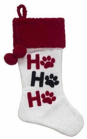 20 Ho Ho Ho Paw Print Christmas Stocking for Pets - Festive Holiday Pet Stockings with Cute Dog & Cat Paw Design - Perfect for Christmas Decorations & Gift Giving