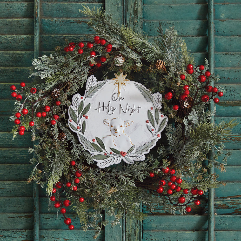 Elegant Metal Wreath Ornament for Christmas Decor - Handcrafted Iron Holiday Door Hanging for Home, Fireplace & Wall Decoration