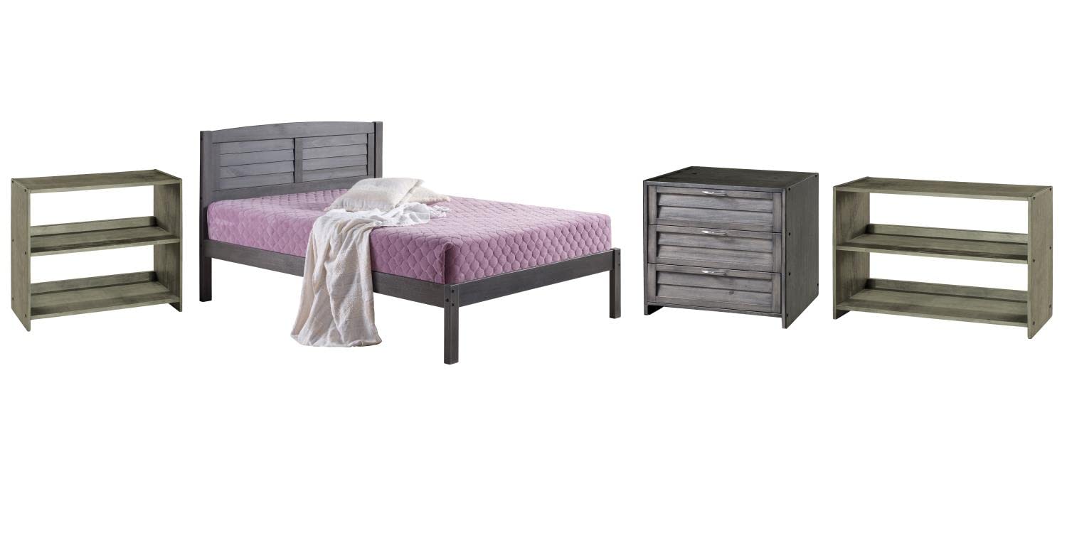 Donco Kids Full Bed with Storage Chest and Bookcase - Twin Size Wooden Bed Frame with Built-in Bookcase for Kids & Teens - Perfect for Small Bedrooms, Dorm Rooms, and Shared Spaces
