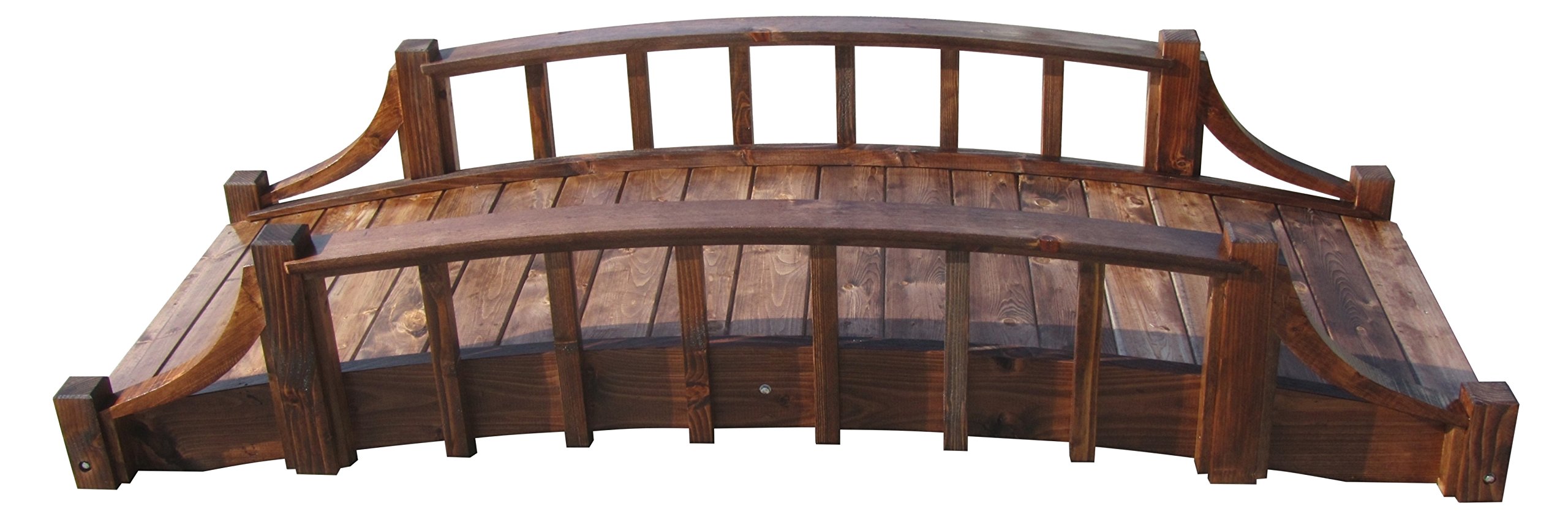 8ft Brown Wooden Garden Bridge for Country Landscaping - Perfect for Backyard, Pond, or Creek Decoration