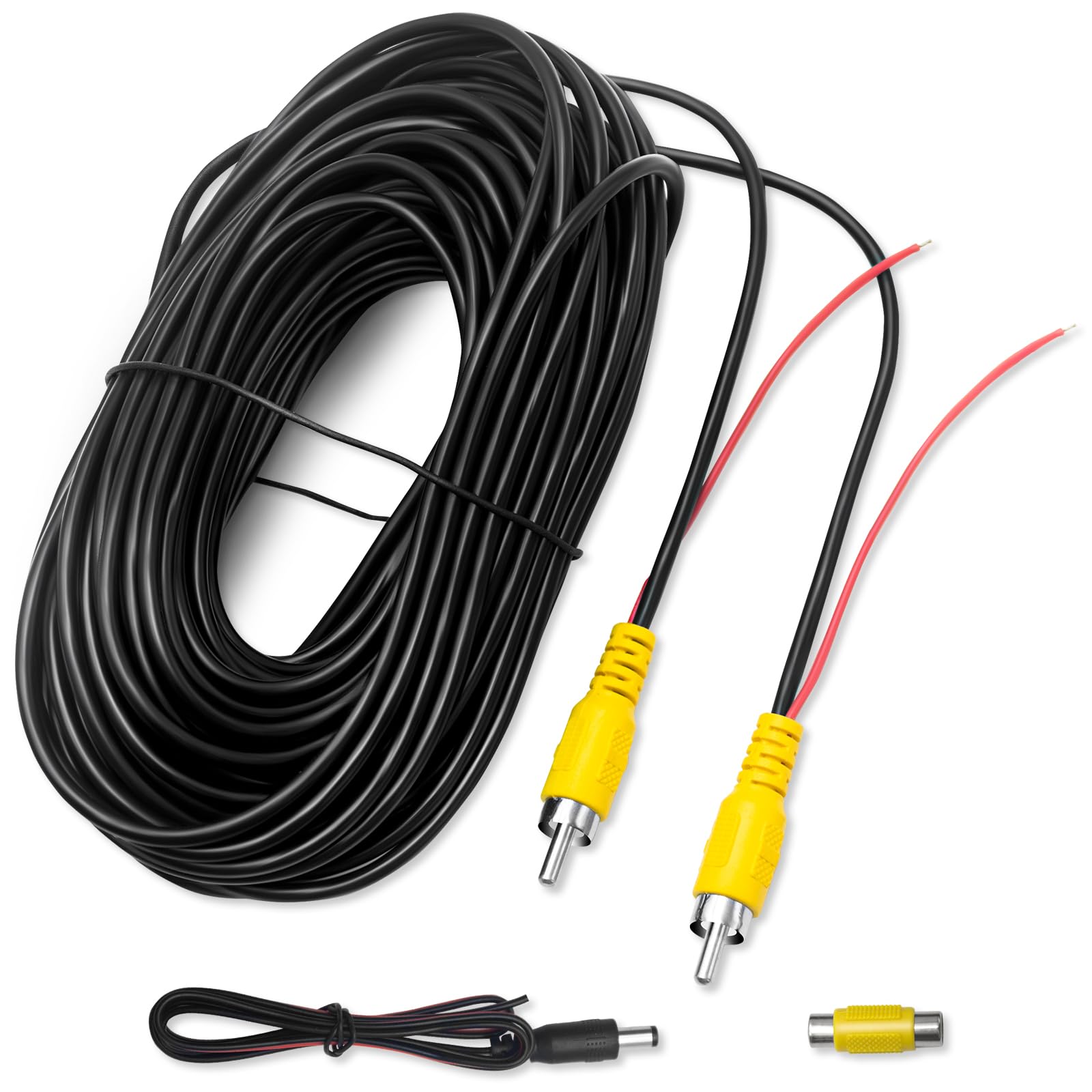 **High-Quality RCA Video Cable 20FT - Car Backup Camera AV Extension Cable with Detection Wire & Power Cable (Female to Female Coupler) - Perfect for Rear View Camera Installation & Vehicle Safety Systems**    *(Ideal for Trucks, RVs, Trailers & DIY Backup Camera Setups)*