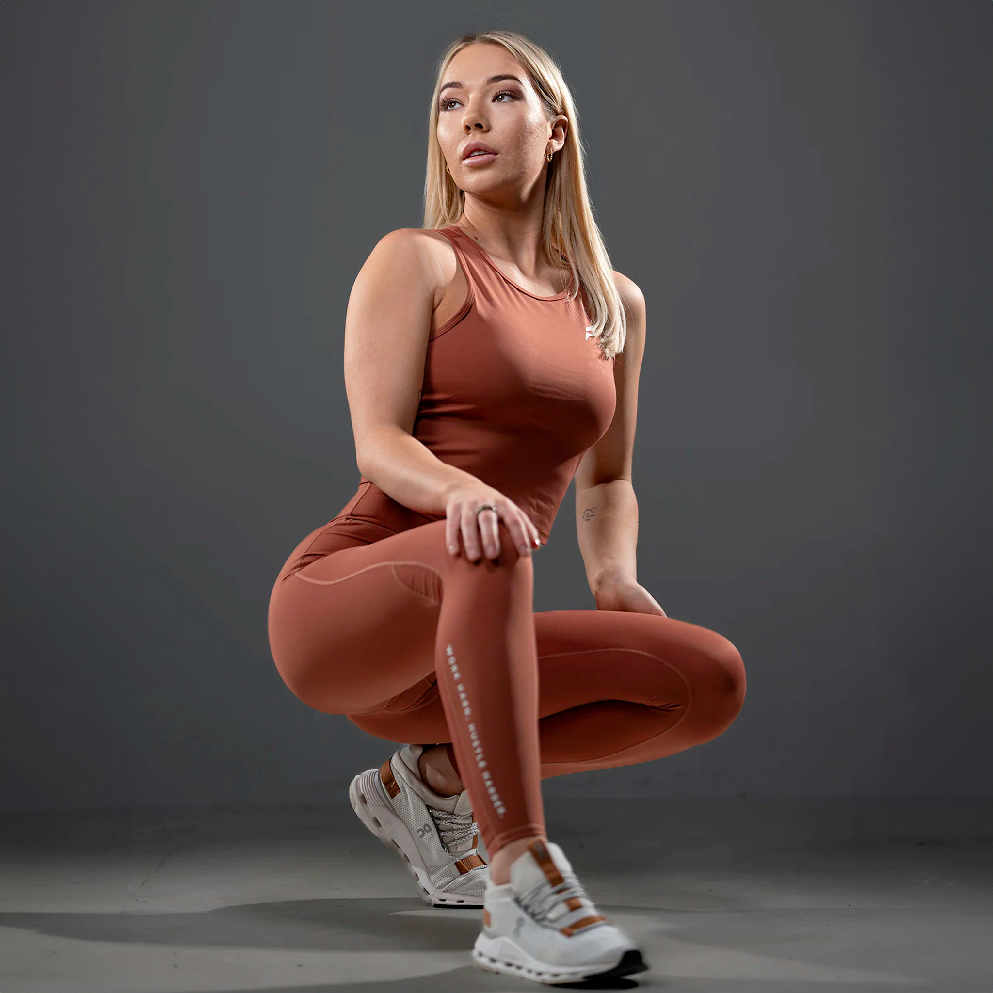 ASCEND MESH CROP TANK TOP - PUMPKIN COLOR - Women's Workout Shirt for Yoga, Running & Gym | Breathable Athletic Tee for Fitness & Summer
