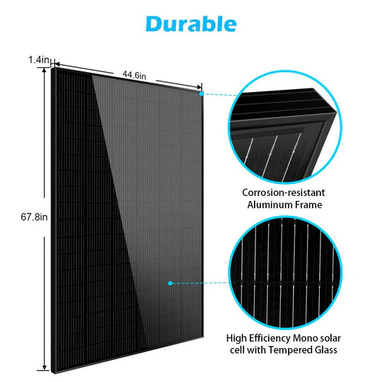 415 Watt Mono Black PERC Solar Panel - UL 61730 Certified - High Efficiency Solar Module for Home, RV & Off-Grid Power Systems