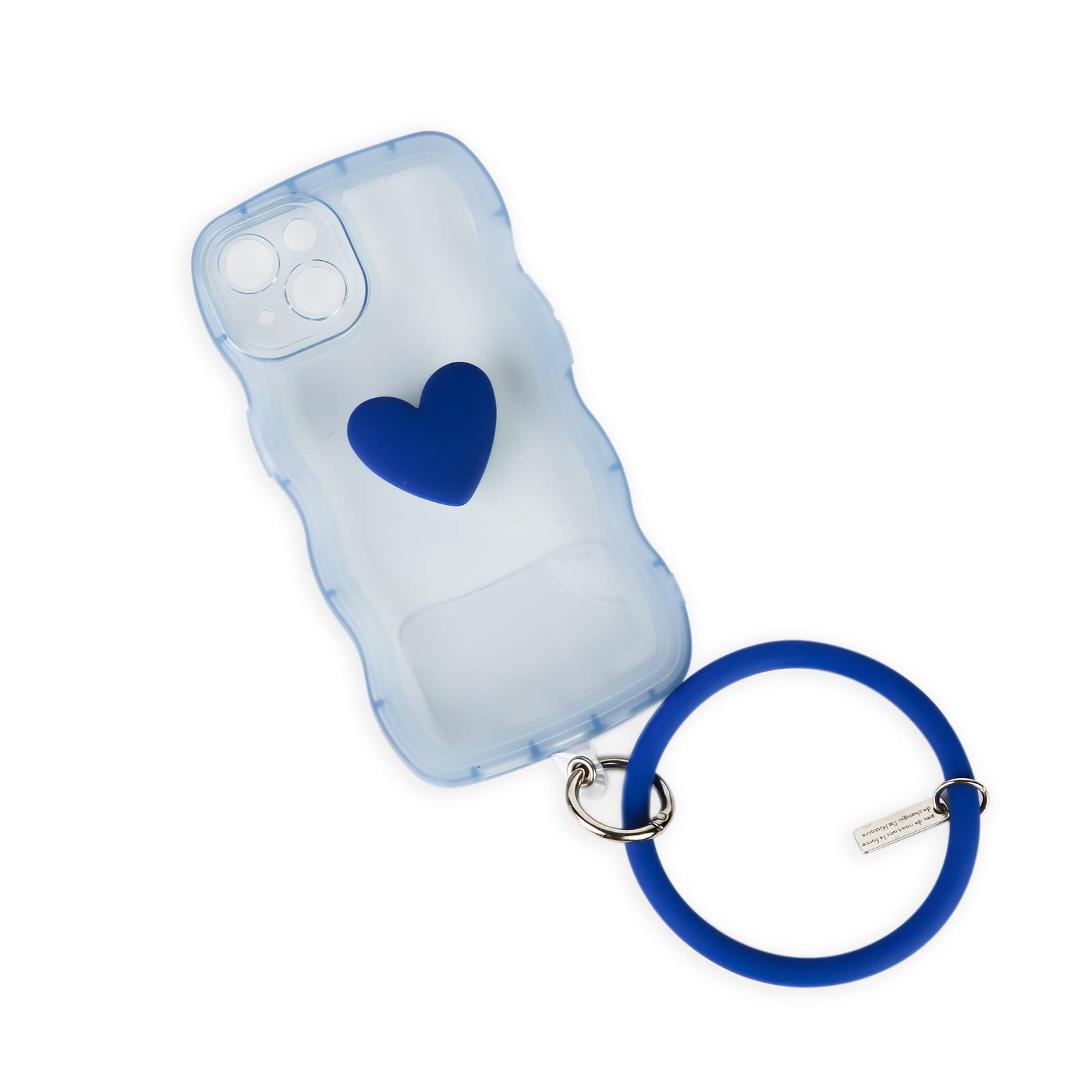 **3D Heart Phone Case for iPhone 13 Pro - Cute Love Heart Clear Cover with Curly Wave Design & Round Bracelet - Perfect Gift for Women & Girls (Ideal for Valentine's Day, Anniversaries & Everyday Use)**