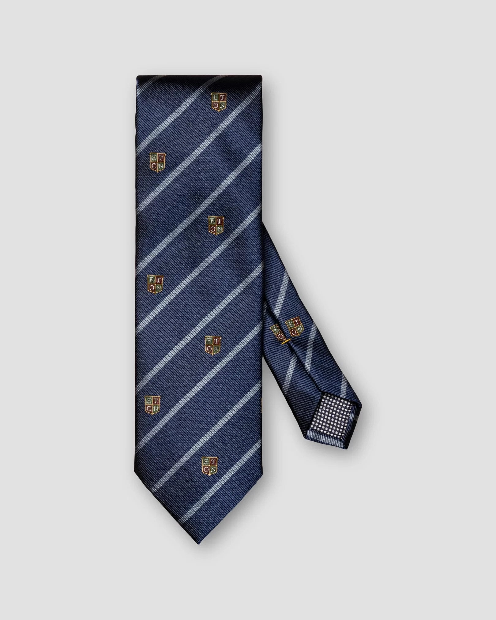 ETON Regimental Stripe Silk Tie in Mid Blue - Premium Men's Necktie for Business, Weddings & Formal Occasions