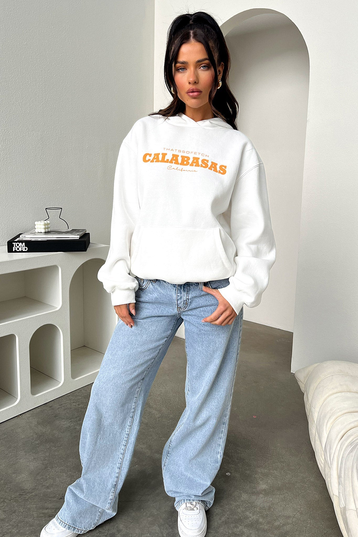 Calabasas Hoodie for Men & Women - White Cotton Pullover Sweatshirt | Casual Streetwear for Everyday Wear & Gym