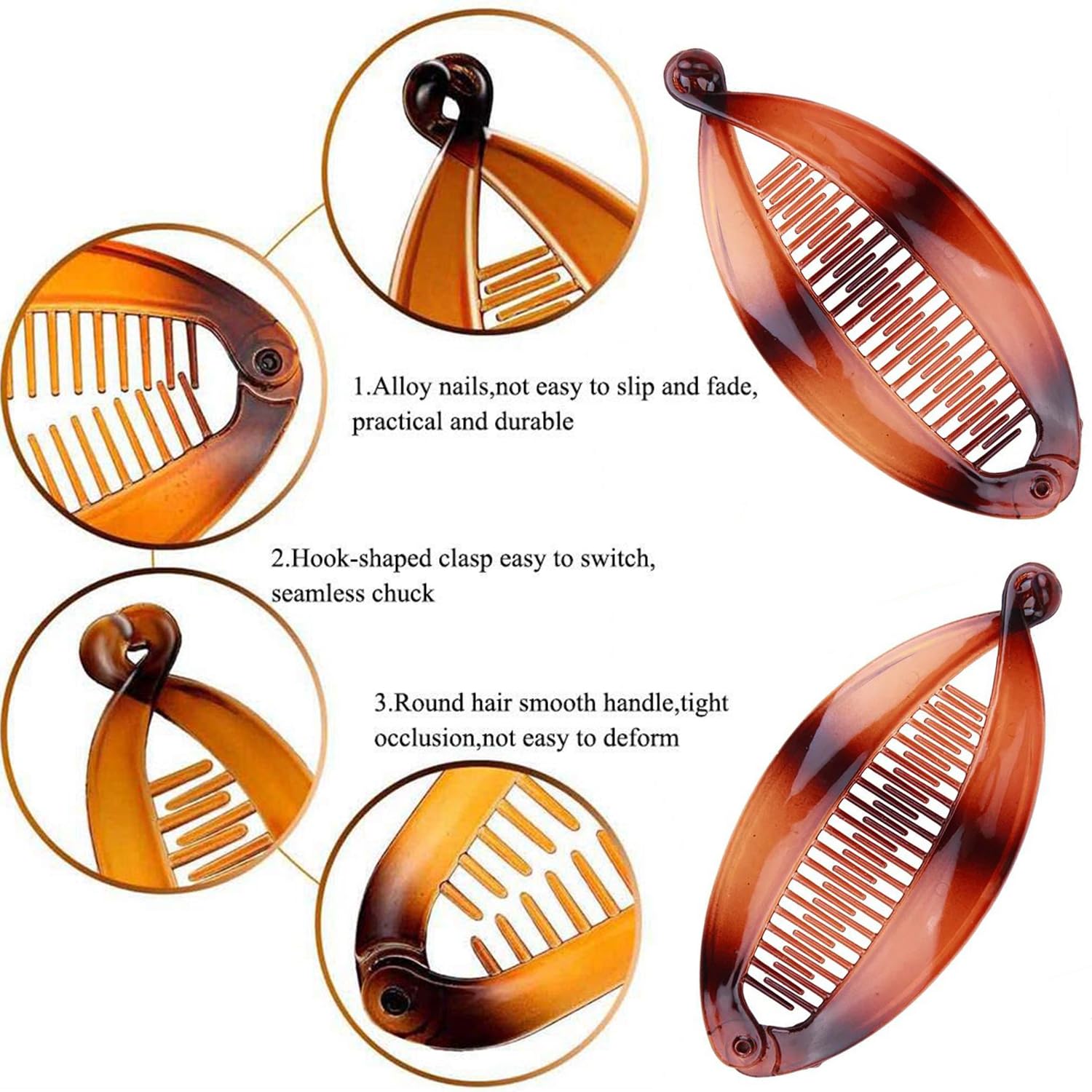 Banana Hair Clips for Women - Large Double Ponytail Holder Clips for Thin Hair, Classic Fishtail Clincher Combs | Perfect for Everyday Styling, Work, and Special Occasions