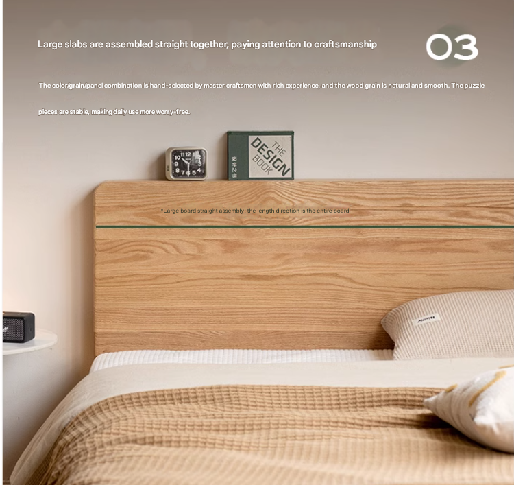 Oak Solid Wood Suspended Bed Frame - Queen Size Floating Platform Bed with Headboard - Modern Minimalist Bedroom Furniture for Loft, Apartment & Small Spaces