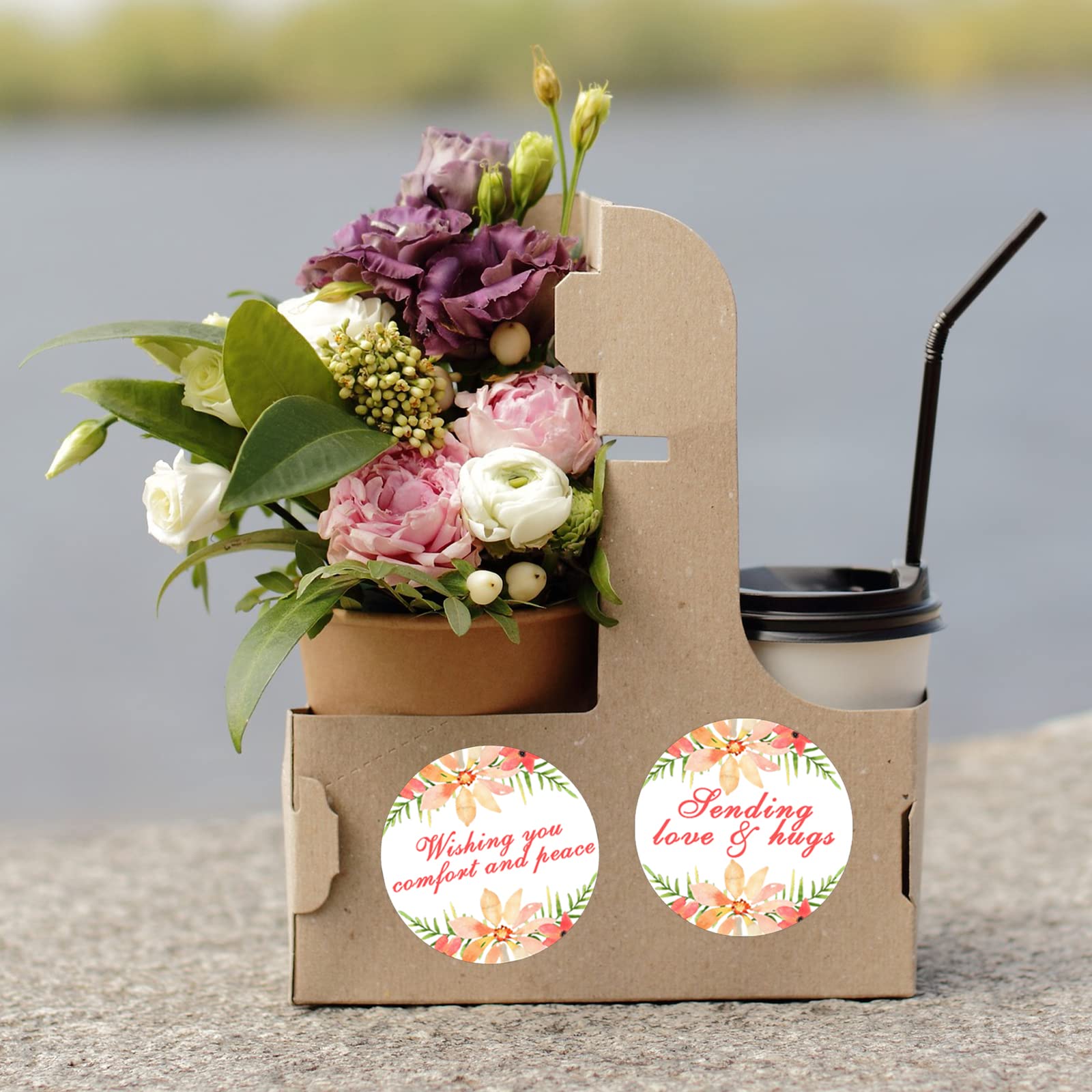 Premium Flower Greeting Labels - 2 Inch Sympathy, Get Well & Thinking of You Envelope Seals Stickers (504 Pcs) - Perfect for Care Packages, Condolence Cards & Thoughtful Gift Wrapping