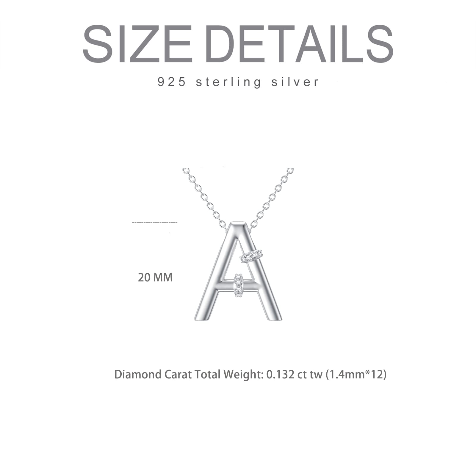 14K White Gold Plated Natural Diamond Initial Necklace - A-Z Letter Alphabet Pendant in 925 Sterling Silver | Personalized Jewelry Gift for Women, Wife, Mom, Girlfriend | Perfect for Birthdays, Anniversaries & Special Occasions
