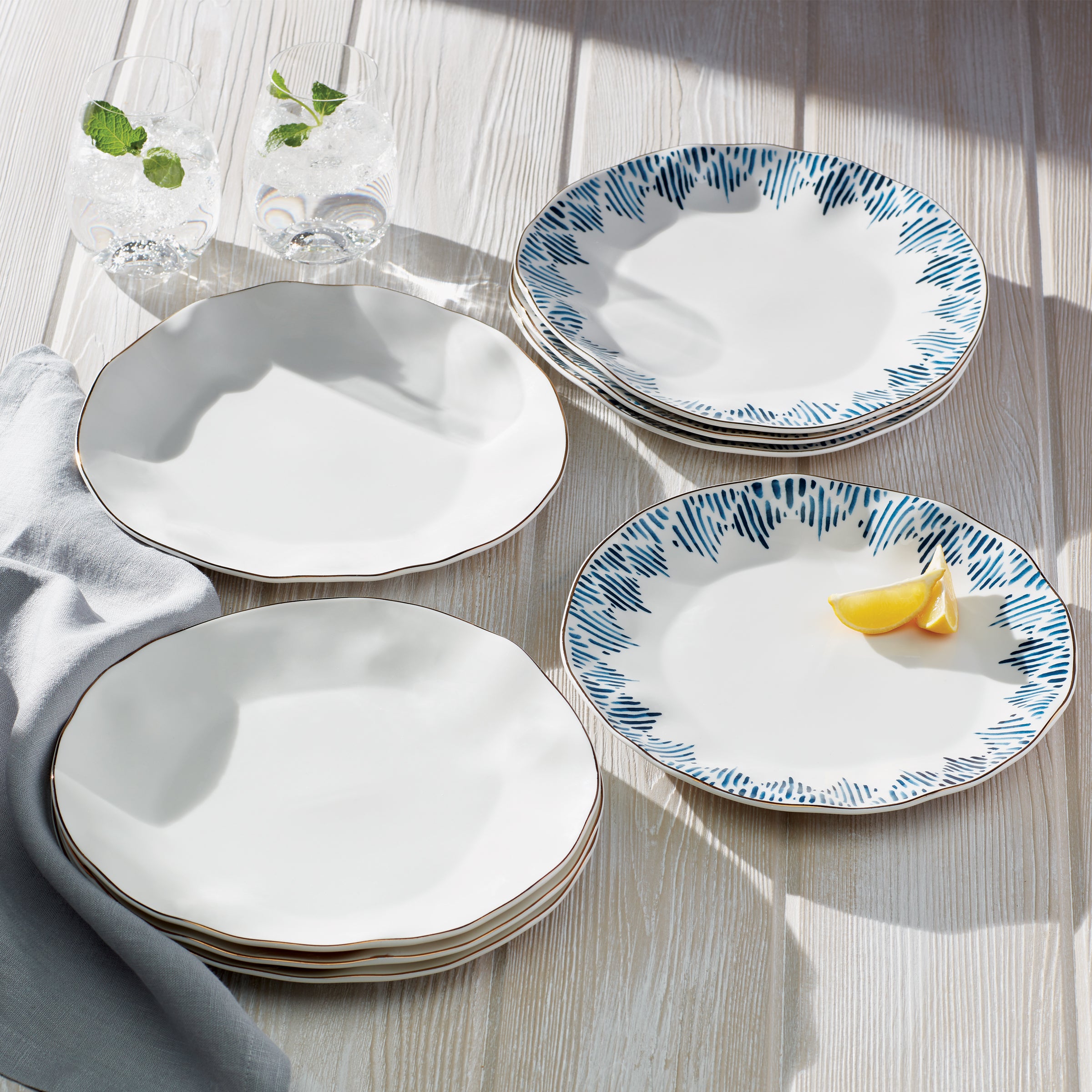 Premium Blue Bay White Dinner Plates Set of 4 - Elegant Porcelain Plates for Fine Dining, Restaurants & Home Entertaining