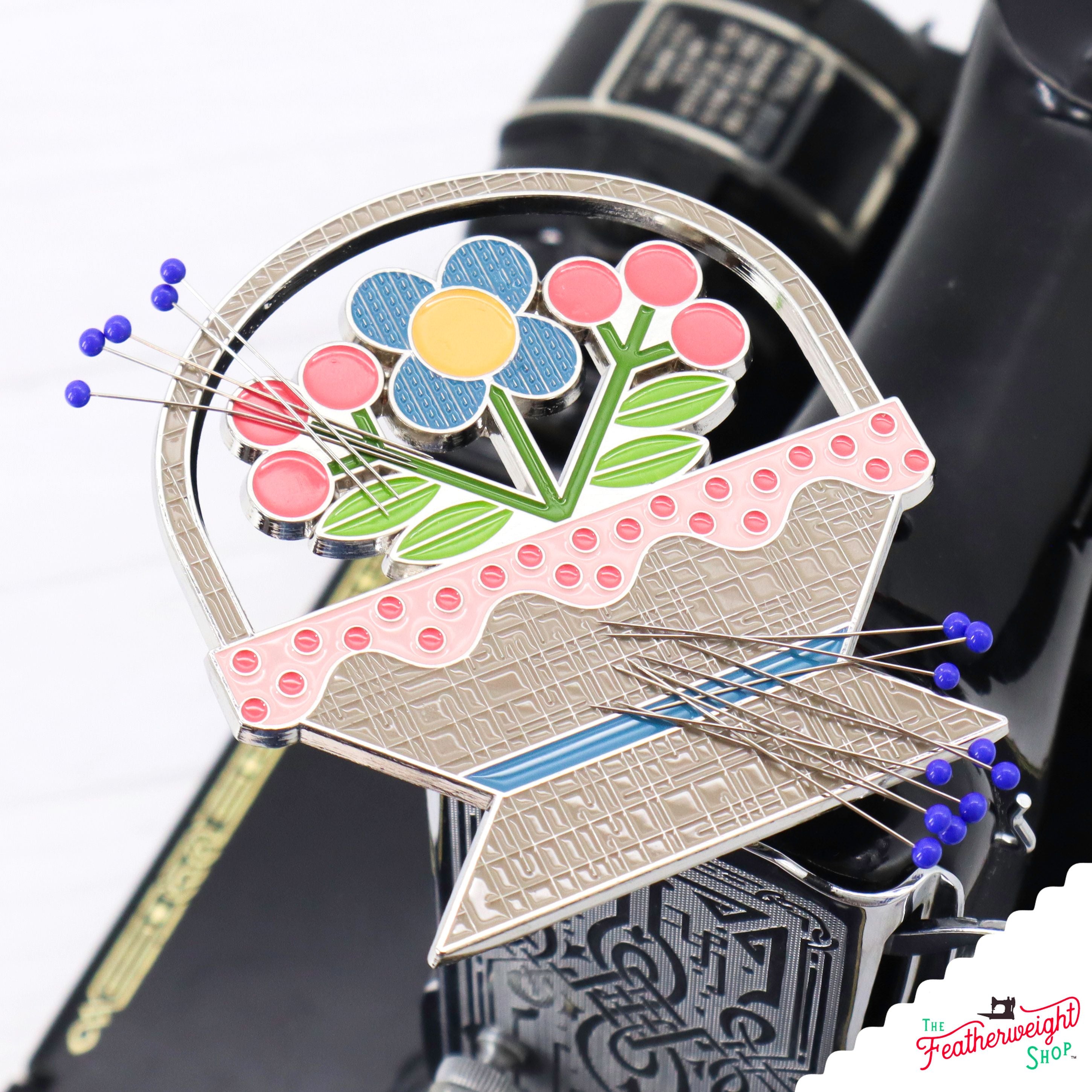 Lori Holt Flower Basket Needle Minder - Magnetic Pin Cushion for Sewing, Quilting & Embroidery - Perfect for Crafters and DIY Enthusiasts