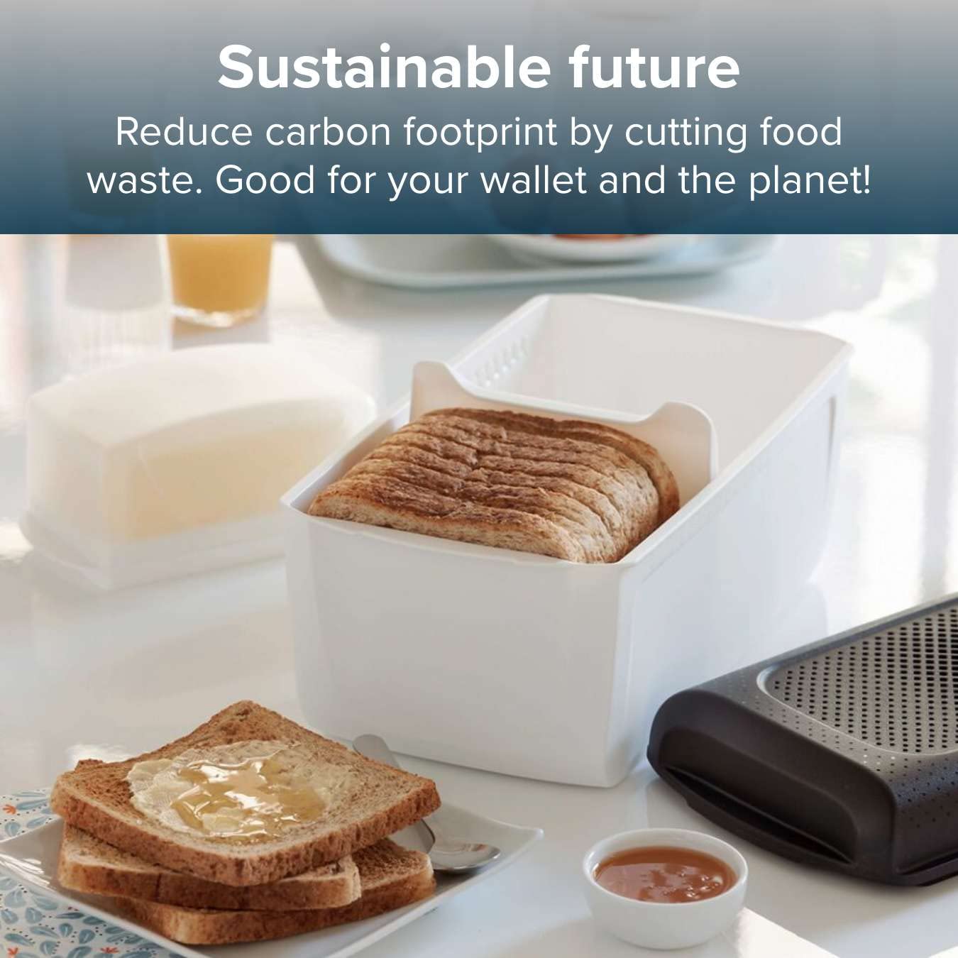 Tupperware BreadSmart Junior - Airtight Bread Storage Container Keeps Bread, Pastries & Croissants Fresh Longer - Kitchen Organizer with Ventilated Base Design - Perfect for Countertop, Pantry & Bakery Storage
