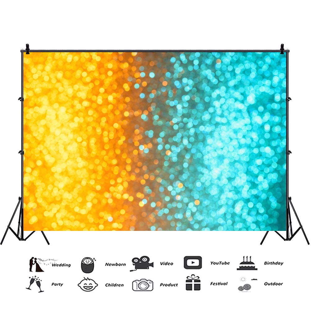 10x8ft Dreamy Light Spots Photography Backdrop - Orange & Baby Blue Sparkling Virtual Background for Wedding Ceremonies, YouTube Videos, Birthday Parties & Personal Events - Perfect for Photo Shoots & Content Creation