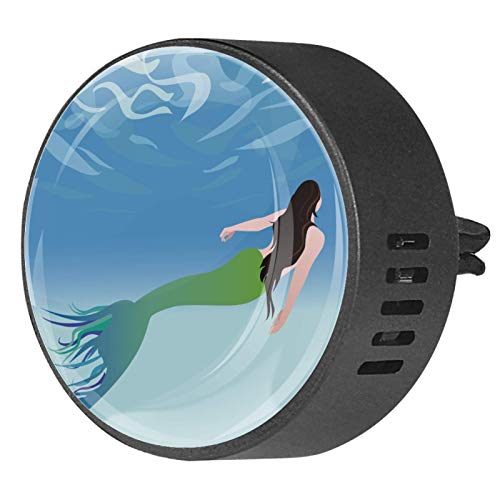 2 Pack 40mm Car Aromatherapy Essential Oil Diffuser - Mermaid Ocean Fantasy Air Freshener with Scented Vent Clip & Felt Pads | Perfect for Cars, Offices & Home Decor