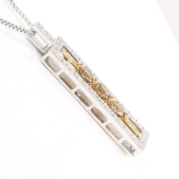 18K White Gold & Pink Gold Brown Diamond Necklace for Women - Elegant Luxury Jewelry Gift for Anniversary, Wedding & Special Occasions