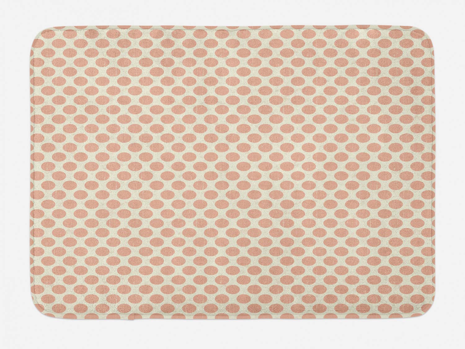 Ambesonne Non-Slip Plush Bath Mat - Retro Grunge Style Polka Dots in Soft Pale Salmon & Cream, 30.2