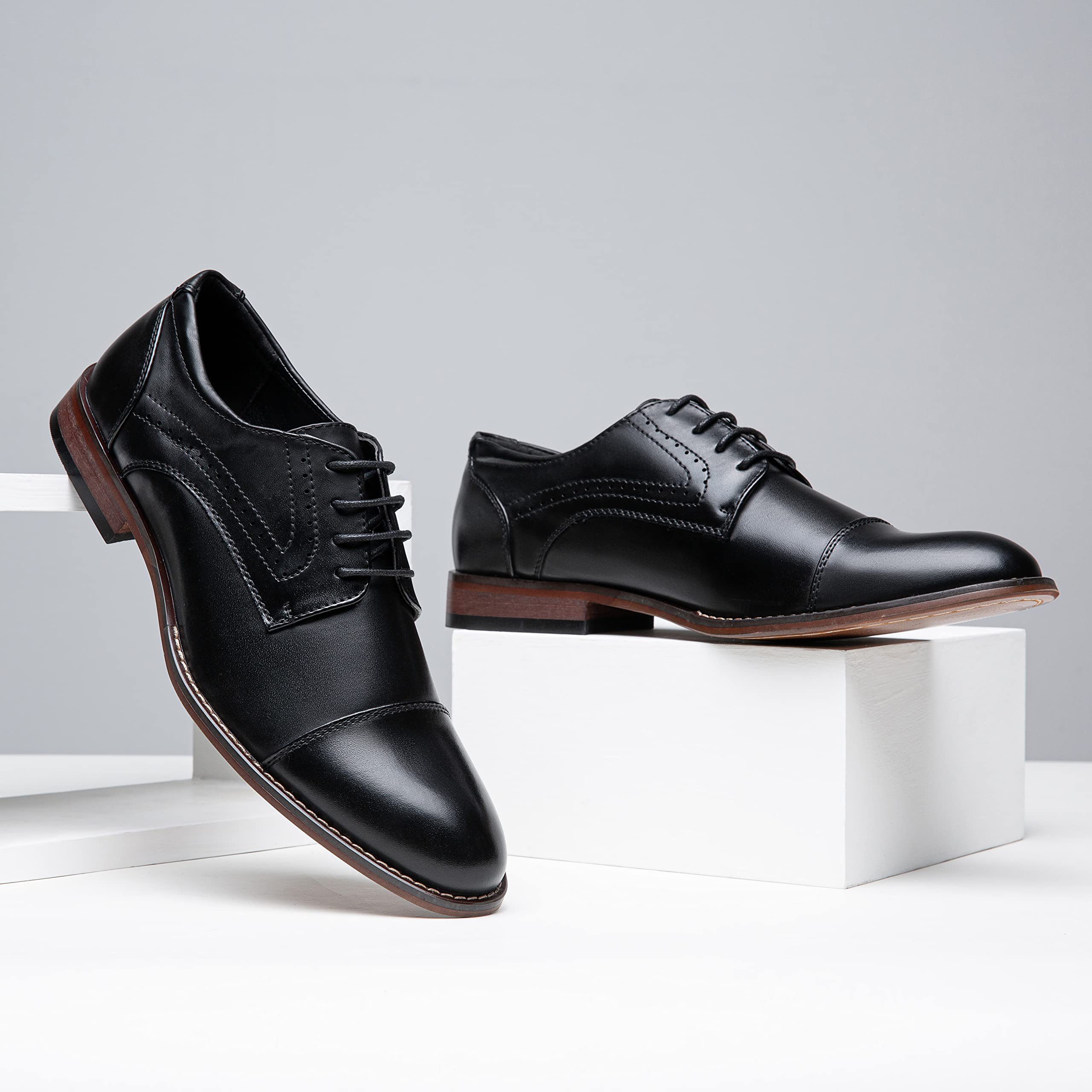 Vostey Classic Wingtip Brogue Oxford Dress Shoes for Men - Formal Business & Wedding Attire
