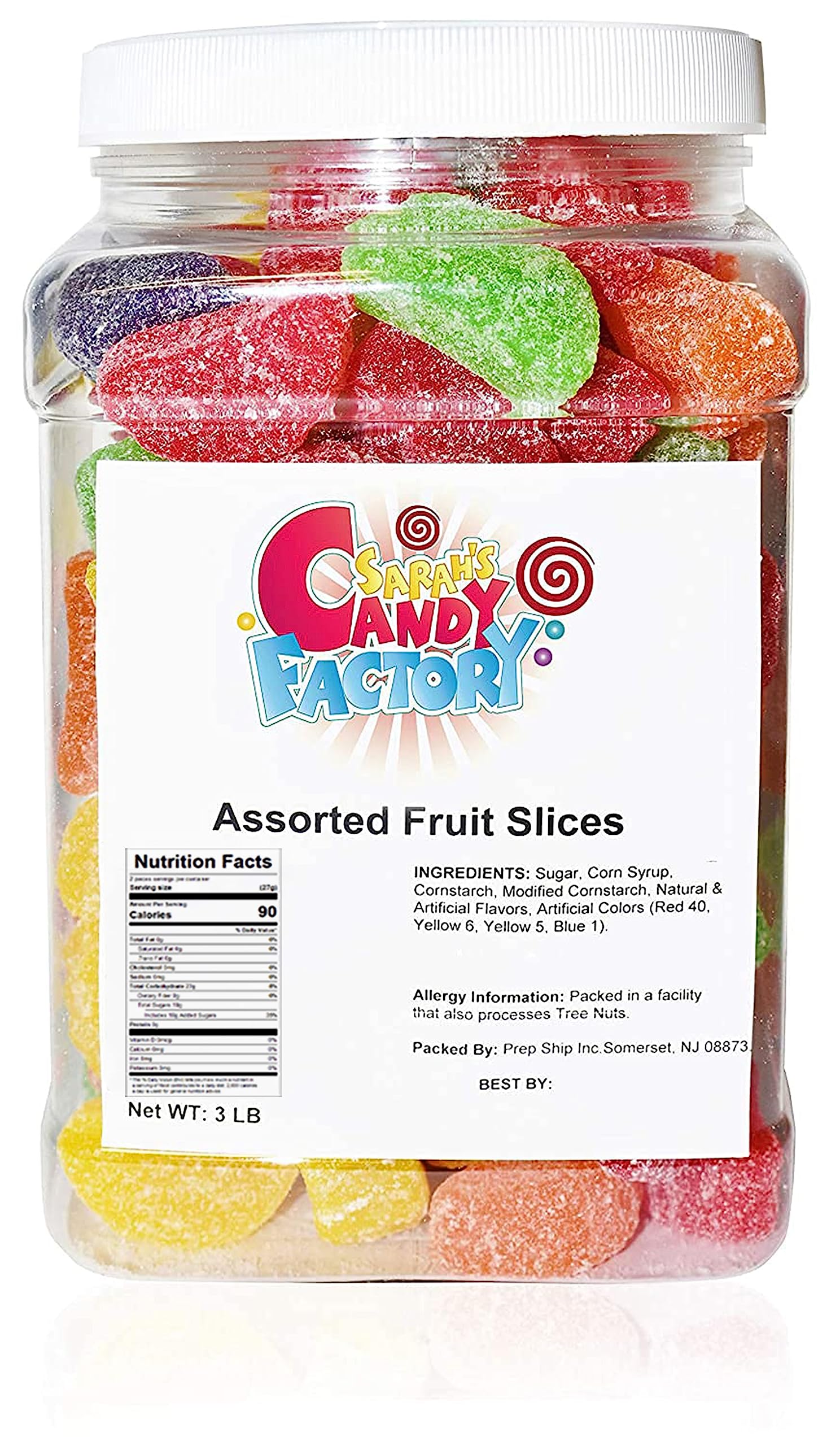 Sarah's Candy Factory Assorted Fruit Slices - 3 Lbs Jar of Delicious Mixed Fruit Flavored Candies - Perfect for Parties, Gifts & Sweet Snacking