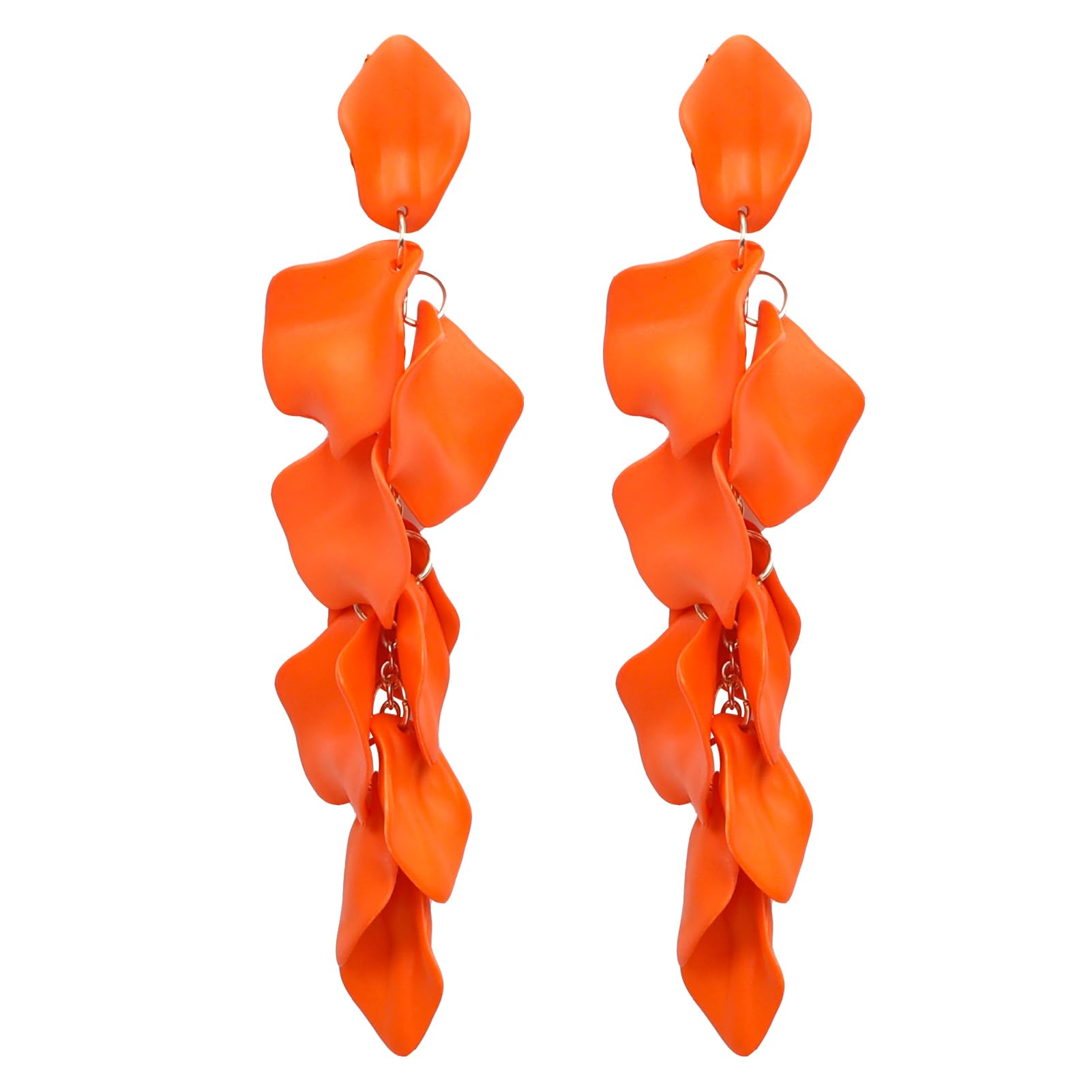 Dangle Acrylic Petal Earrings - Long Drop Rose Flower Dangle Earrings for Women | Elegant Boho Chic Jewelry for Parties, Weddings & Date Nights