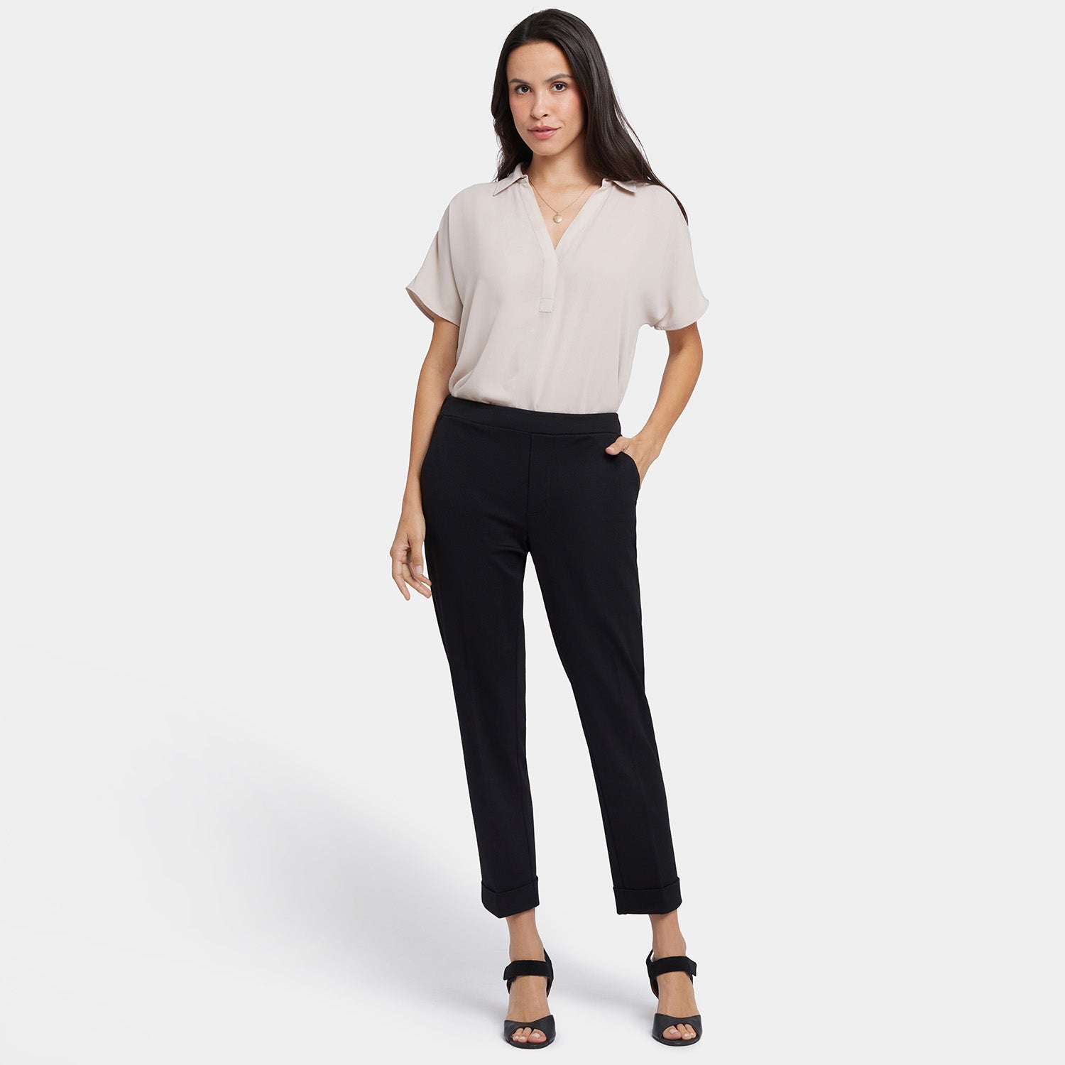 Cassidy Women's Ankle Pull On Pants - Comfortable Stretch Work Pants for Business Casual & Office Wear (Black)