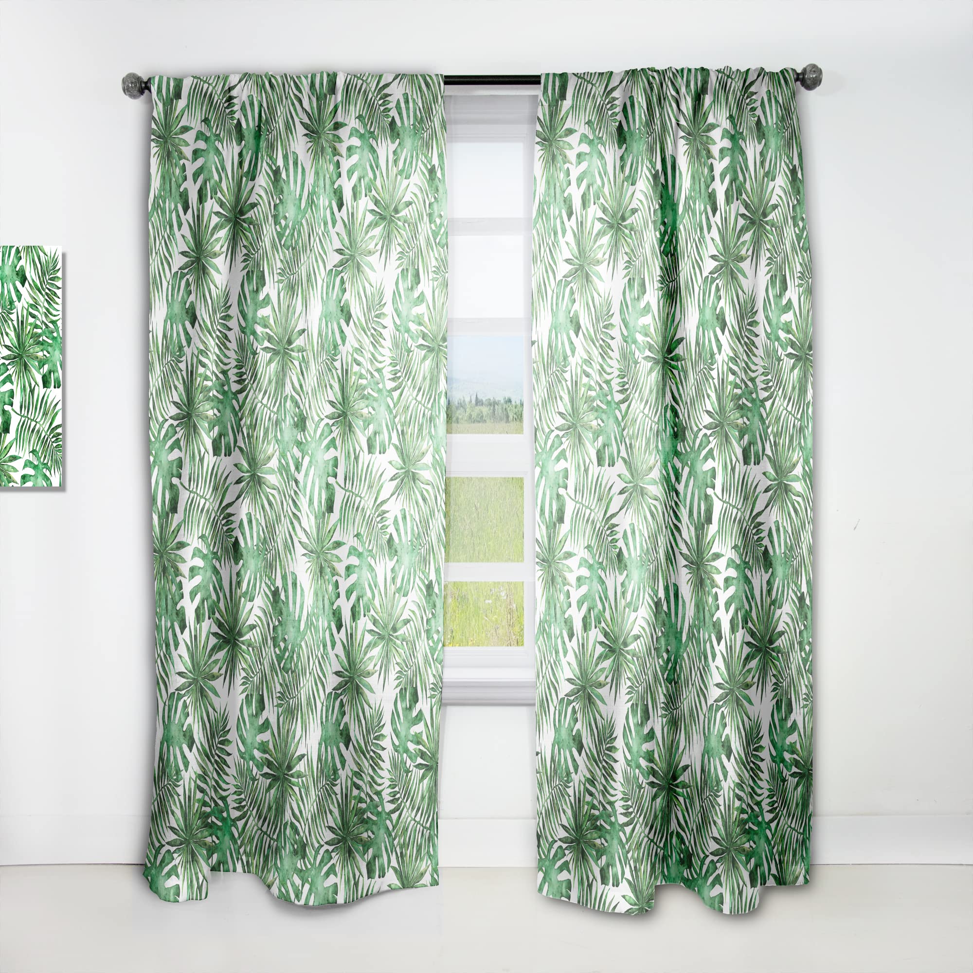 DesignQ Tropical Leaves & Branches Thermal Insulated Curtain Panel - 52x108 Inches - Blackout Drapes for Bedroom & Living Room - Perfect for Home Decor, Privacy & Energy Efficiency