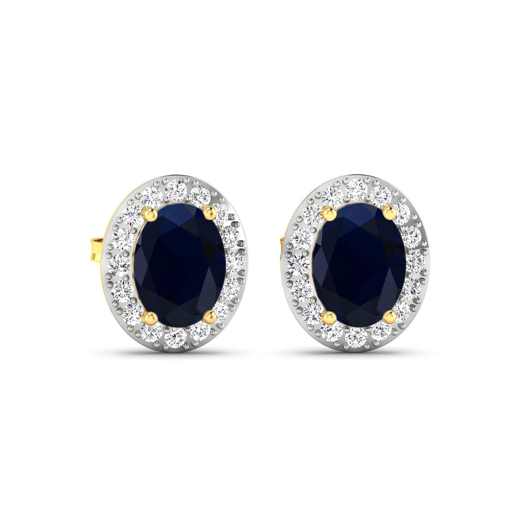 Authentic Blue Sapphire & Diamond Stud Earrings for Women – Perfect for Weddings, Parties & Special Occasions