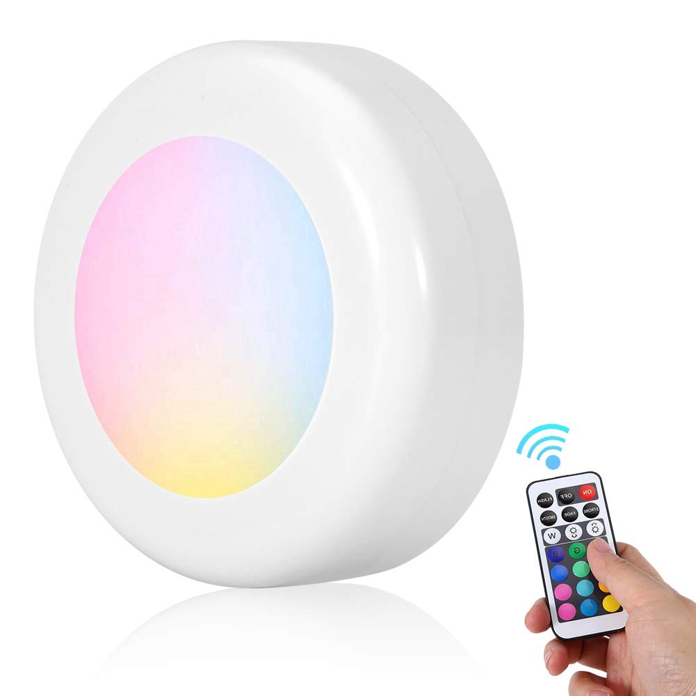 KOULATE Wireless Remote Control LED Puck Lights - 5 Pack Battery Powered Under Cabinet Lighting for Kitchen, Closet, Wardrobe & Home Decor
