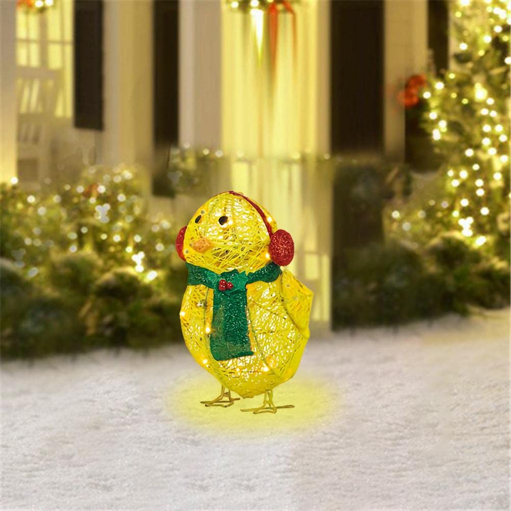 Chicken with Scarf LED Garden Statue - Outdoor Lawn Decor, Holiday Yard Ornaments for Christmas & Thanksgiving | Perfect for Patio, Porch, and Seasonal Festive Displays