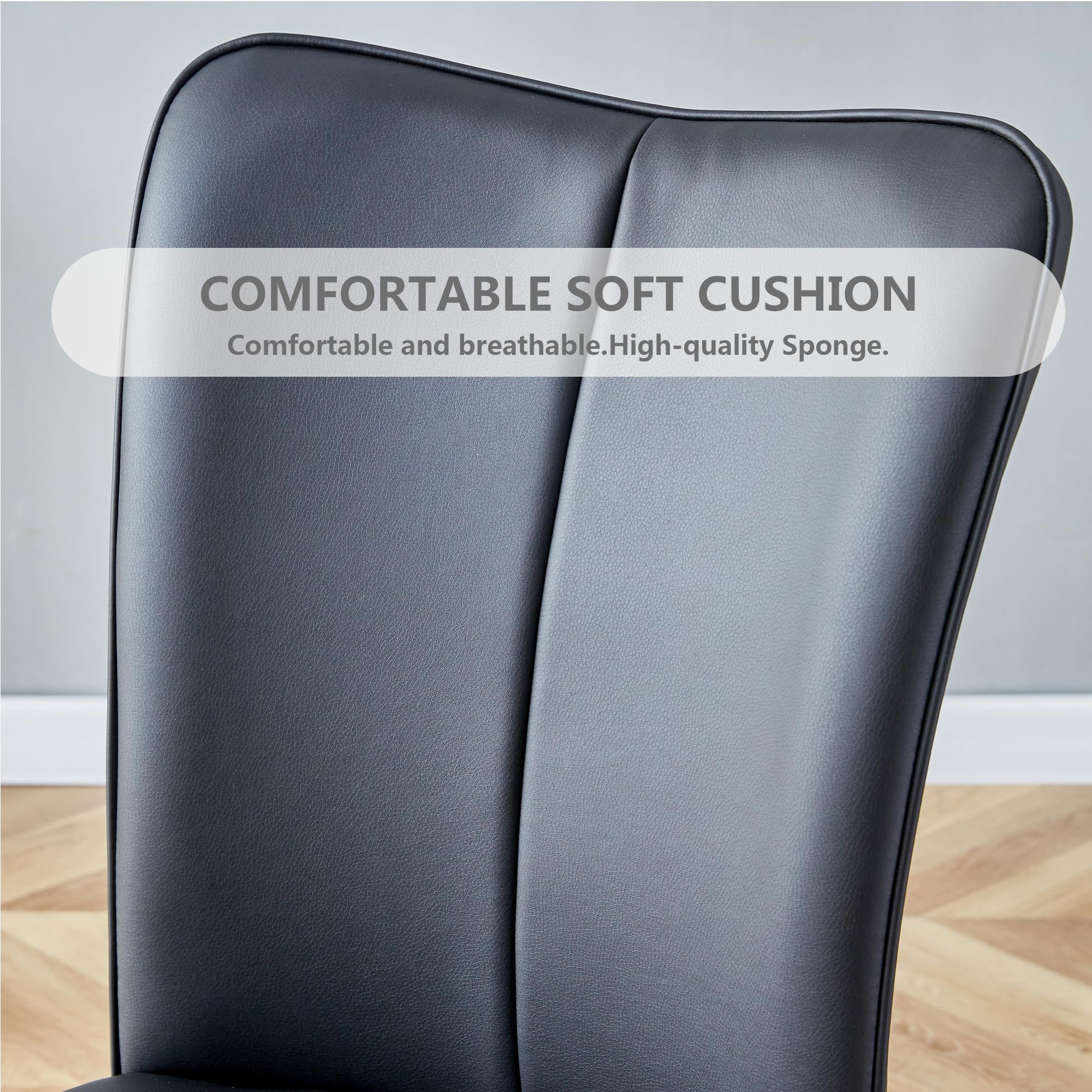 Betoko Mid Century Modern Dining Chairs Set of 4 - PU Cushioned Upholstered Kitchen Chairs with Sturdy Metal Legs - Comfortable Accent Chairs for Dining Room, Kitchen & Home Decor (Black)