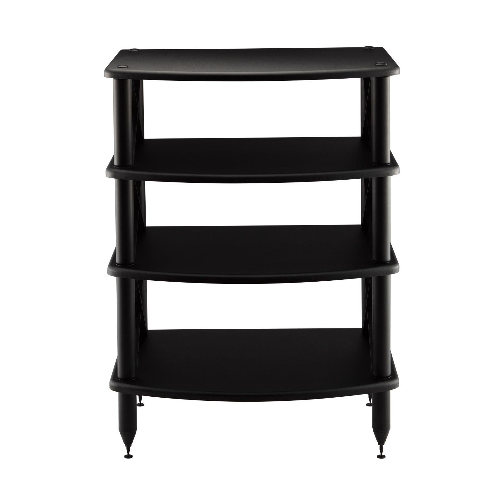 Pangea Audio Vulcan X Braced 4 Shelf Studio Equipment Rack - Heavy Duty Black Metal AV Rack for DJ Gear, Home Theater, and Audio Systems - Perfect for Music Studios and Entertainment Centers
