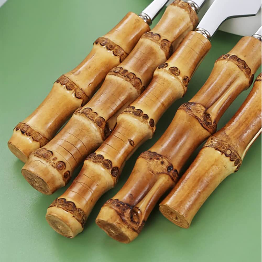 **Eco-Friendly 60-Piece Bamboo Flatware Set for 12 - Natural Bamboo Handle Cutlery, Dishwasher Safe & Handcrafted - Perfect for Dinner Parties, Picnics, and Sustainable Kitchen Use**