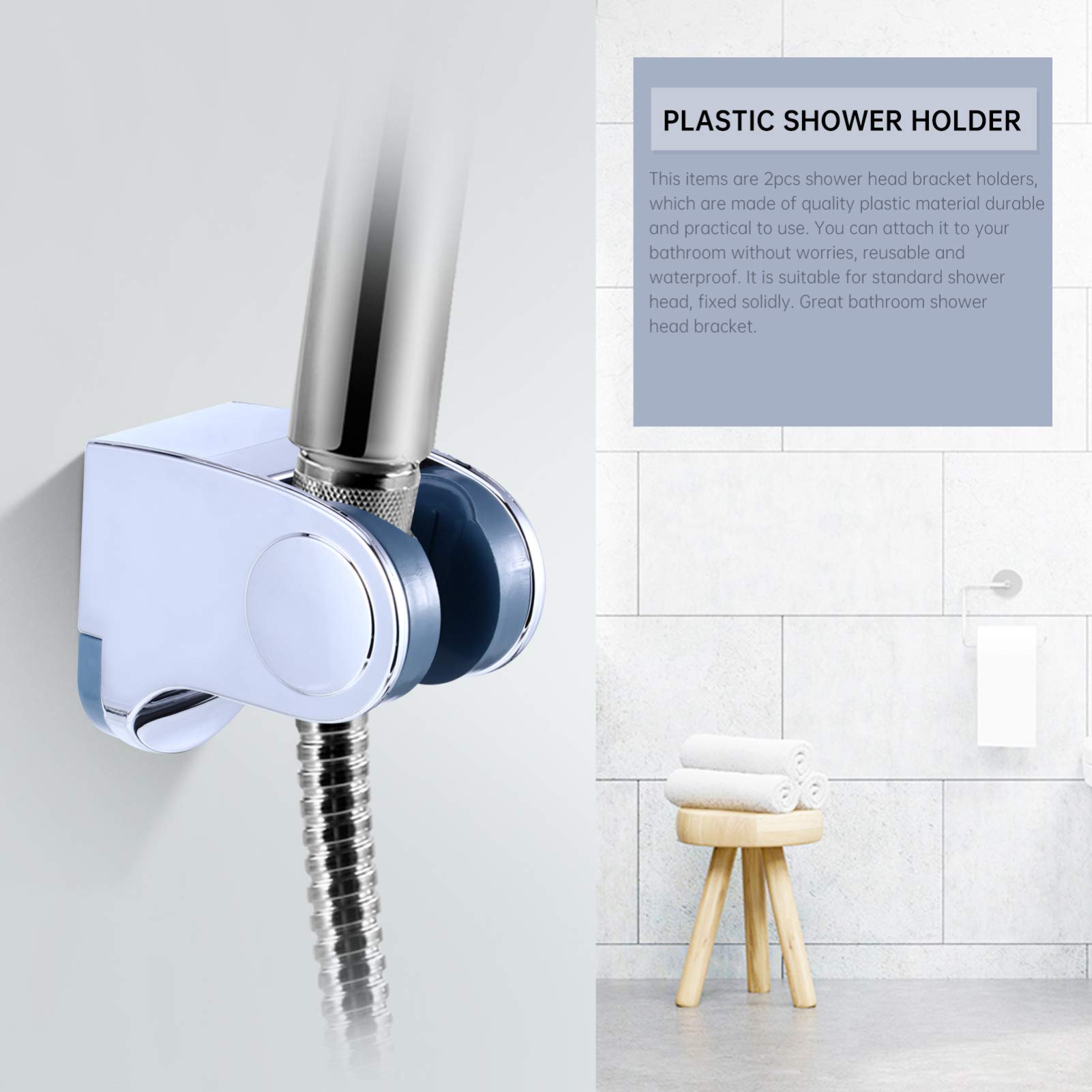 2-Pack Adjustable Shower Head Bracket - Heavy Duty Shower Head Holder Stand for Handheld Showerheads - Bathroom Accessories for Secure Showerhead Mounting (Ideal for Bath, Spa & Home Renovation)