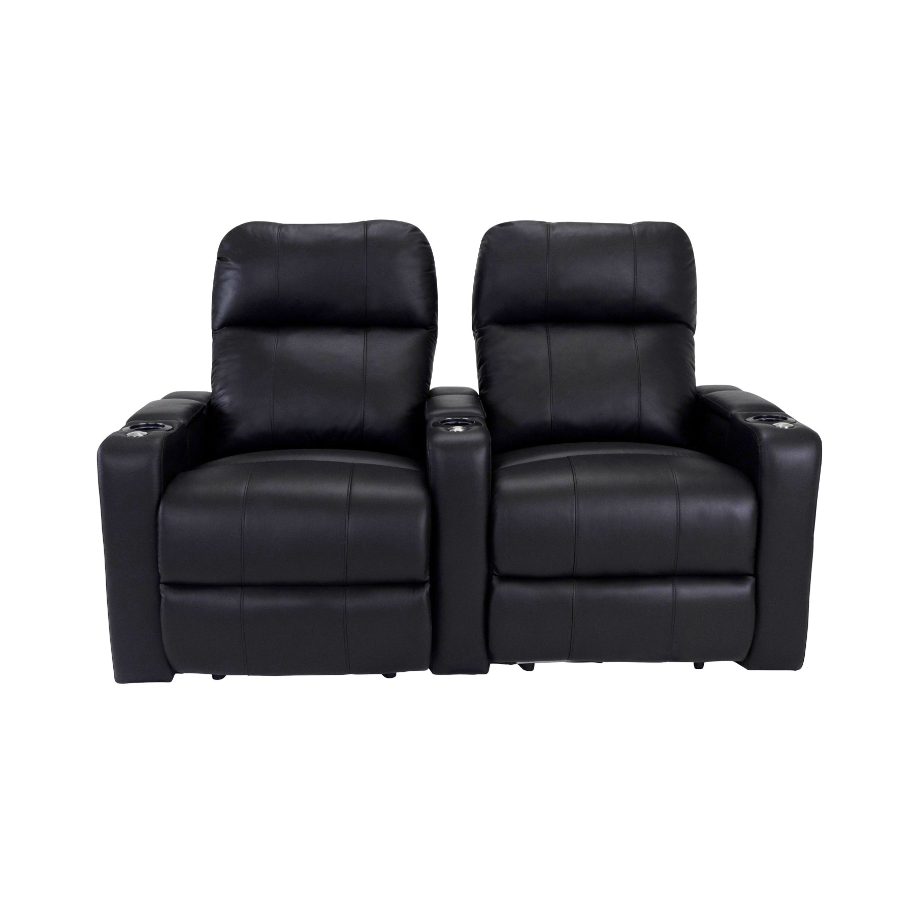 RowOne Double Recliner Sofa - Comfortable 2-Seater Reclining Loveseat for Living Room, Home Theater & Family Room - PU Leather Recliner Couch with Cup Holders and USB Charging Ports
