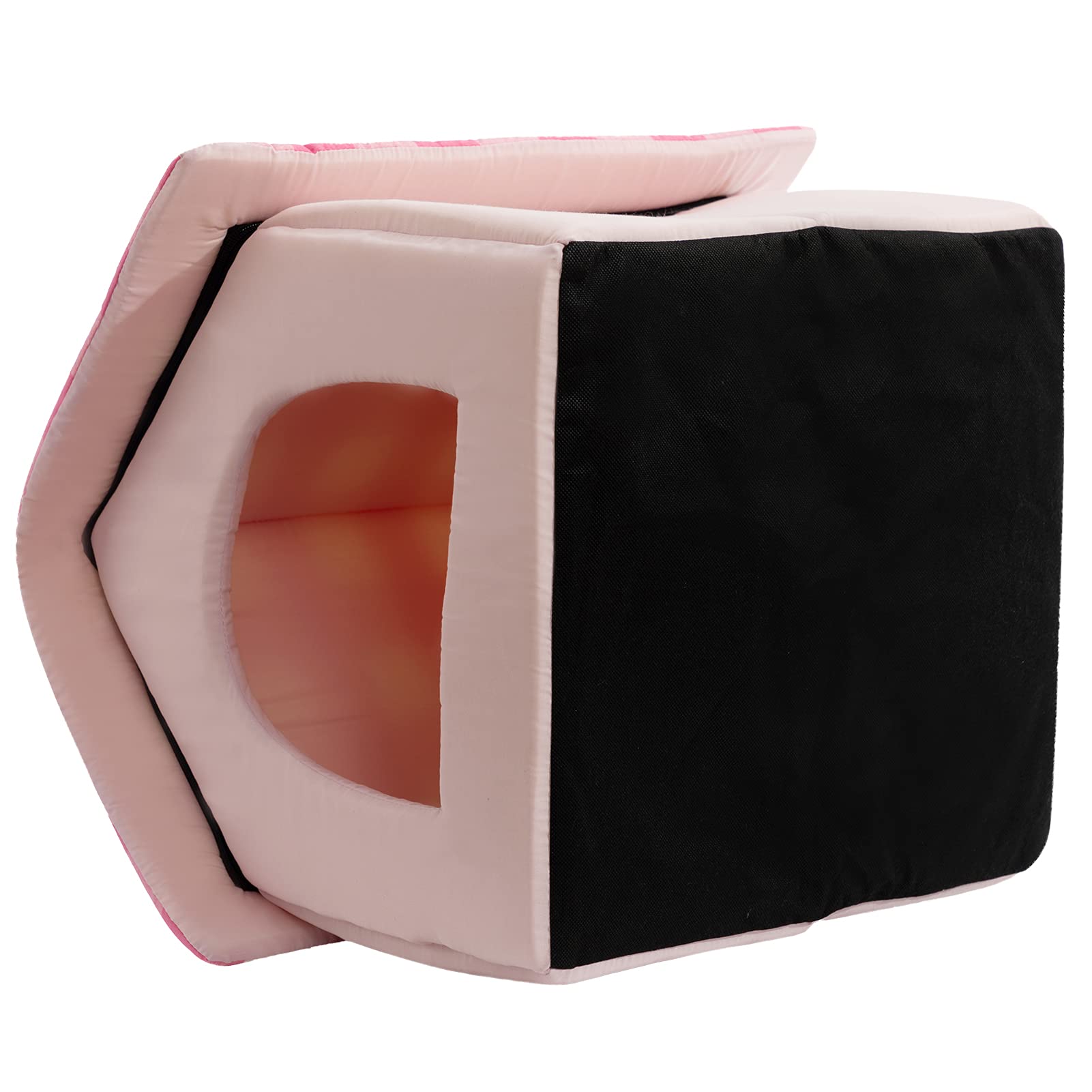 Hollypet Cozy Pet Bed - Warm Cave Nest Sleeping Bed for Cats & Small Dogs - Soft Pink Puppy House - Perfect for Indoor Comfort & Winter Warmth