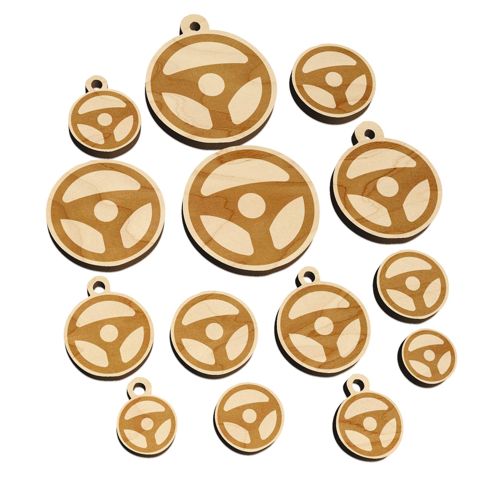 Mini Wood Steering Wheel Charms - 20mm (15pcs) for DIY Jewelry & Crafts - Car Decor Gifts