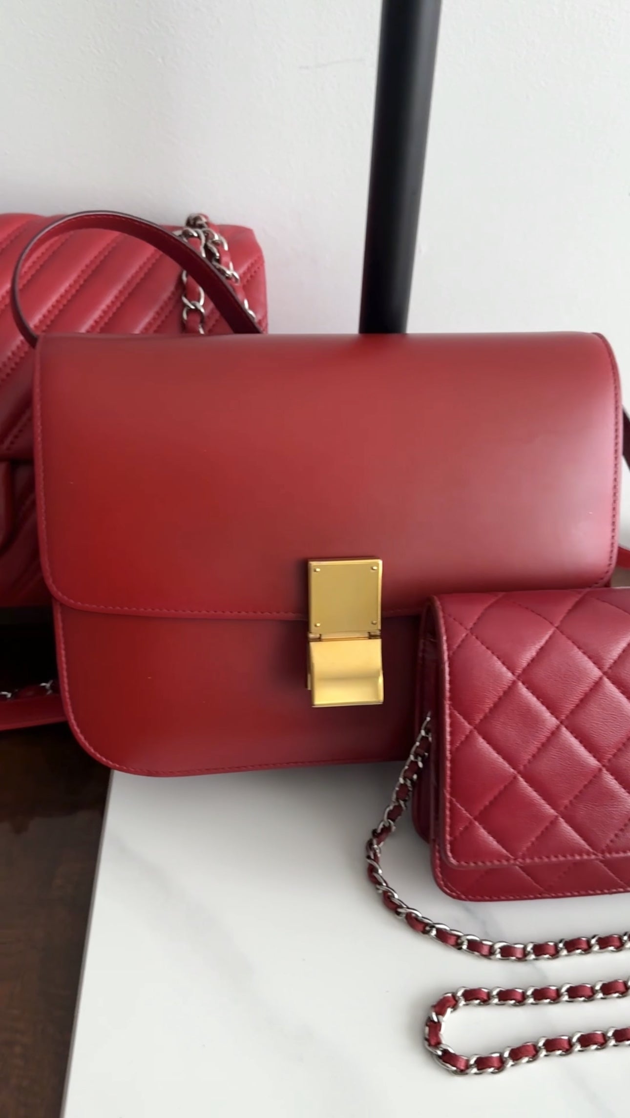 Celine Smooth Red Leather Medium Box Bag - Luxury Handbag for Women, Perfect for Work, Travel & Evening Events