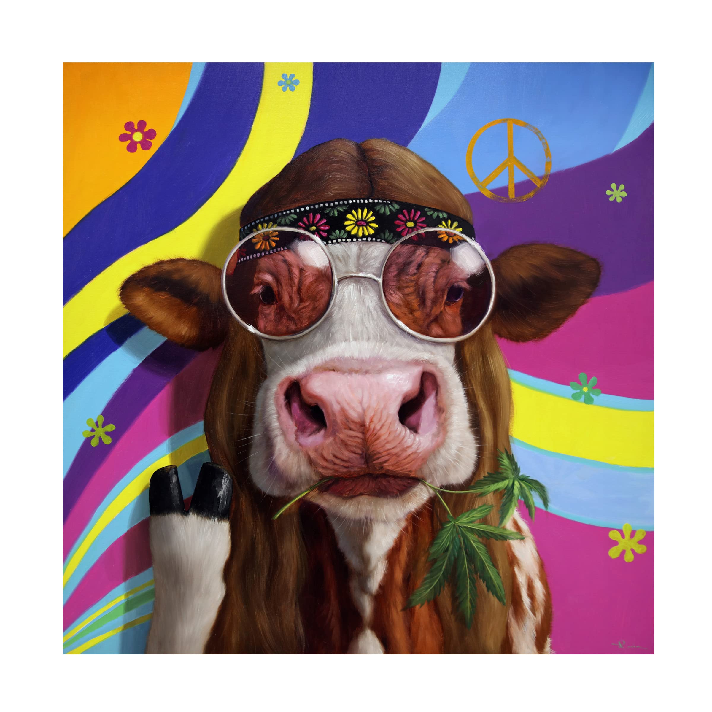 Lucia Heffernan 'Grass Fed' Canvas Wall Art Print - Premium Farm Animal Painting for Home & Office Decor - Perfect for Living Room, Bedroom or Country Style Interior Design