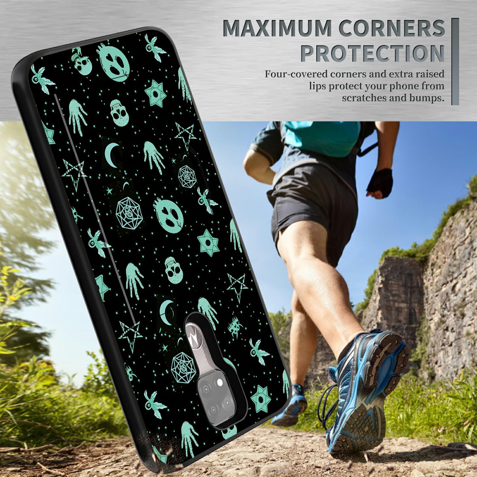 Gothic Skull Moon Wallet Phone Case for Motorola G Power 2021 (6.6