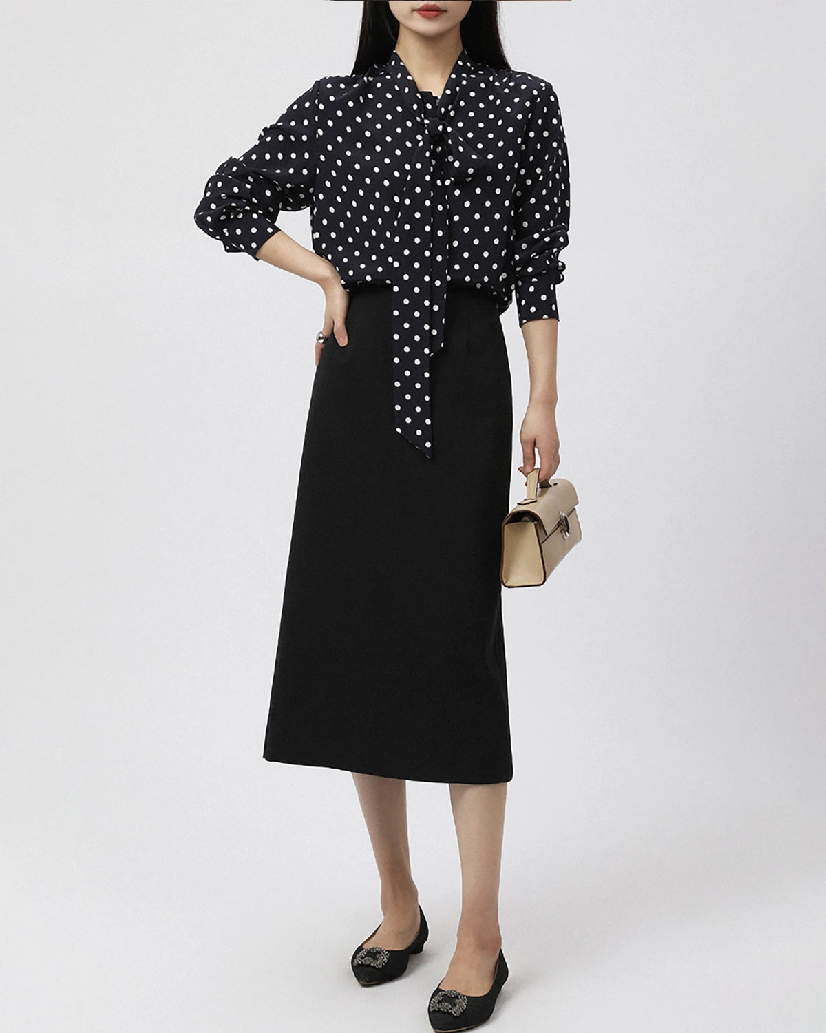 Polka Dot Bow Silk Blouse for Women - Elegant & Stylish Ladies' Top for Office, Party & Special Occasions