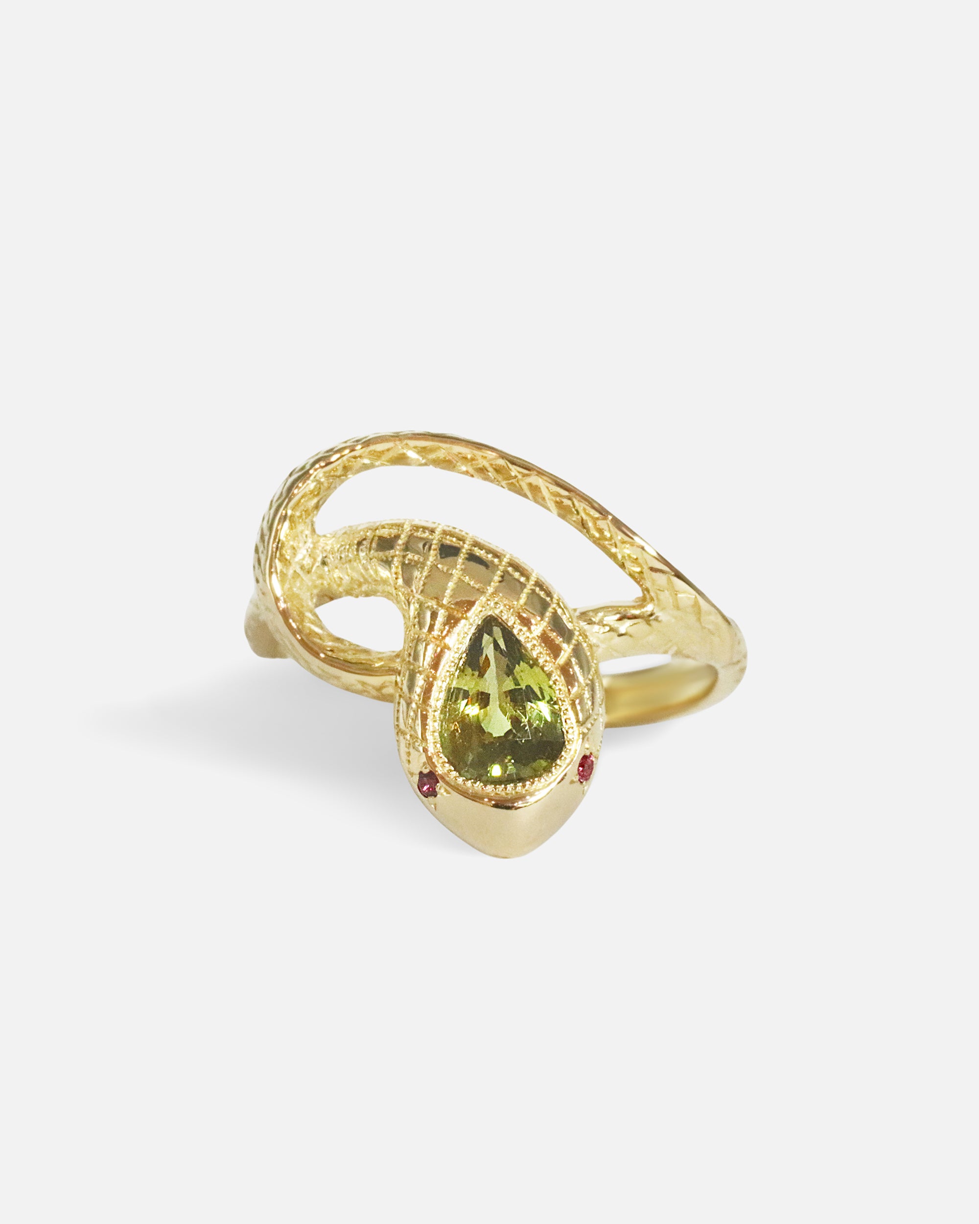 Ornata Ophidia Pear Ring with Genuine Green Sapphire - Elegant Jewelry for Women, Perfect for Weddings, Parties & Special Occasions