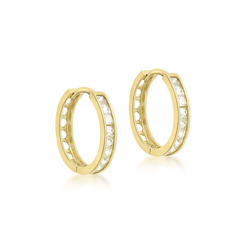 Carissima 9ct Gold Plated Cubic Zirconia Huggy Hoop Earrings for Women - 15mm Elegant Everyday Jewelry for Work, Party & Special Occasions