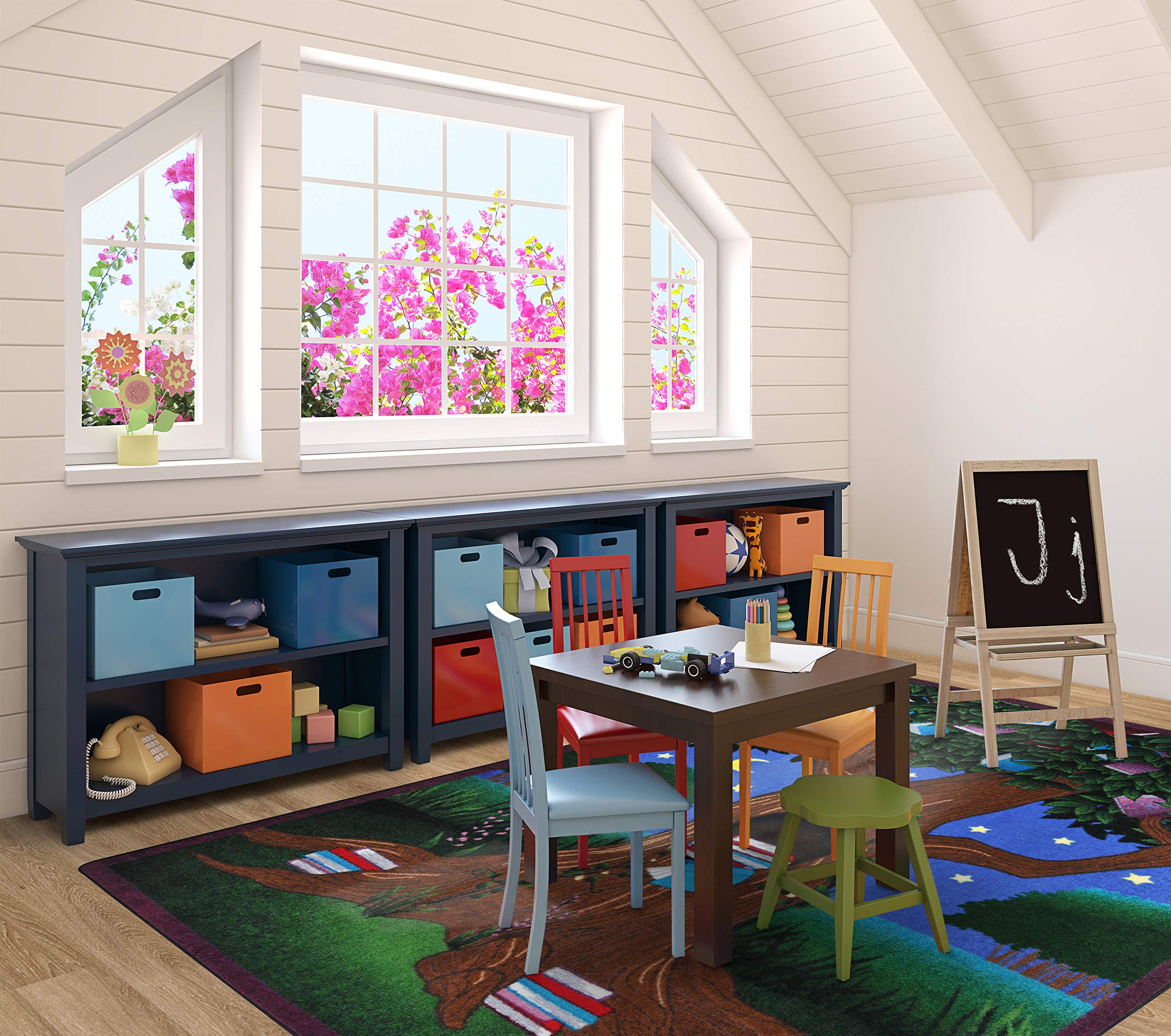 Joy Carpets Reading Tree Kids Rug - Colorful Educational Play Mat for Children's Room, Classroom & Playtime Learning Activities