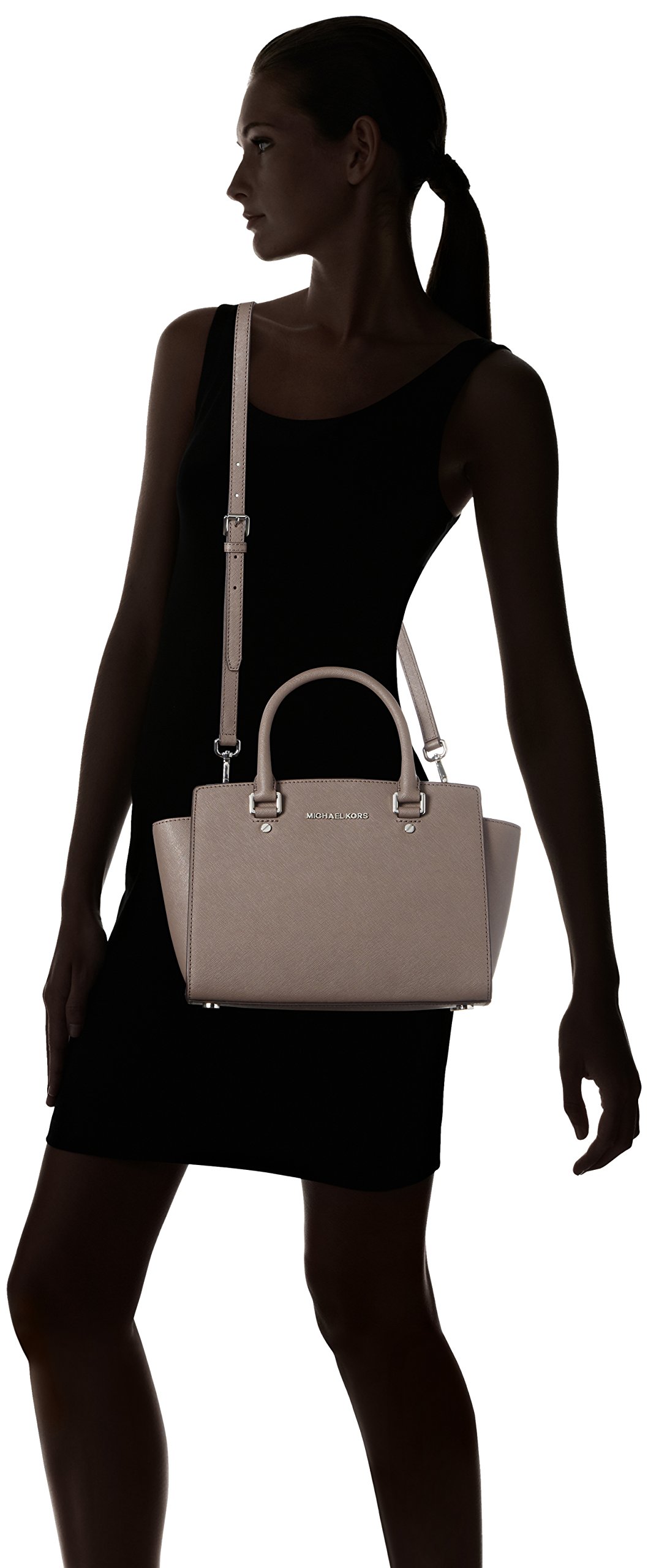 MICHAEL Michael Kors Selma Medium Satchel Shoulder Bag for Women - Cinder Gray Crossbody Purse | Fashionable Handbag for Work, Travel & Everyday Use
