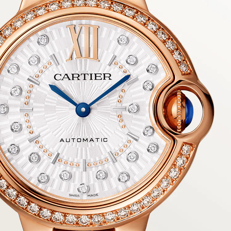 Cartier Ballon Bleu 18K Rose Gold Diamond Ladies Watch - Luxury Women's Timepiece for Formal Events & Special Occasions