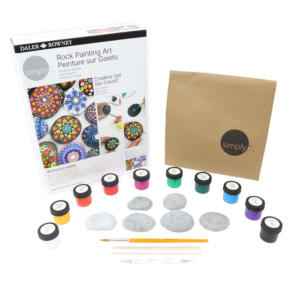 Daler Simply Rock Painting Creative Set - DIY Art Kit for Kids & Adults - Perfect for Home Decor, Gifts & Craft Projects