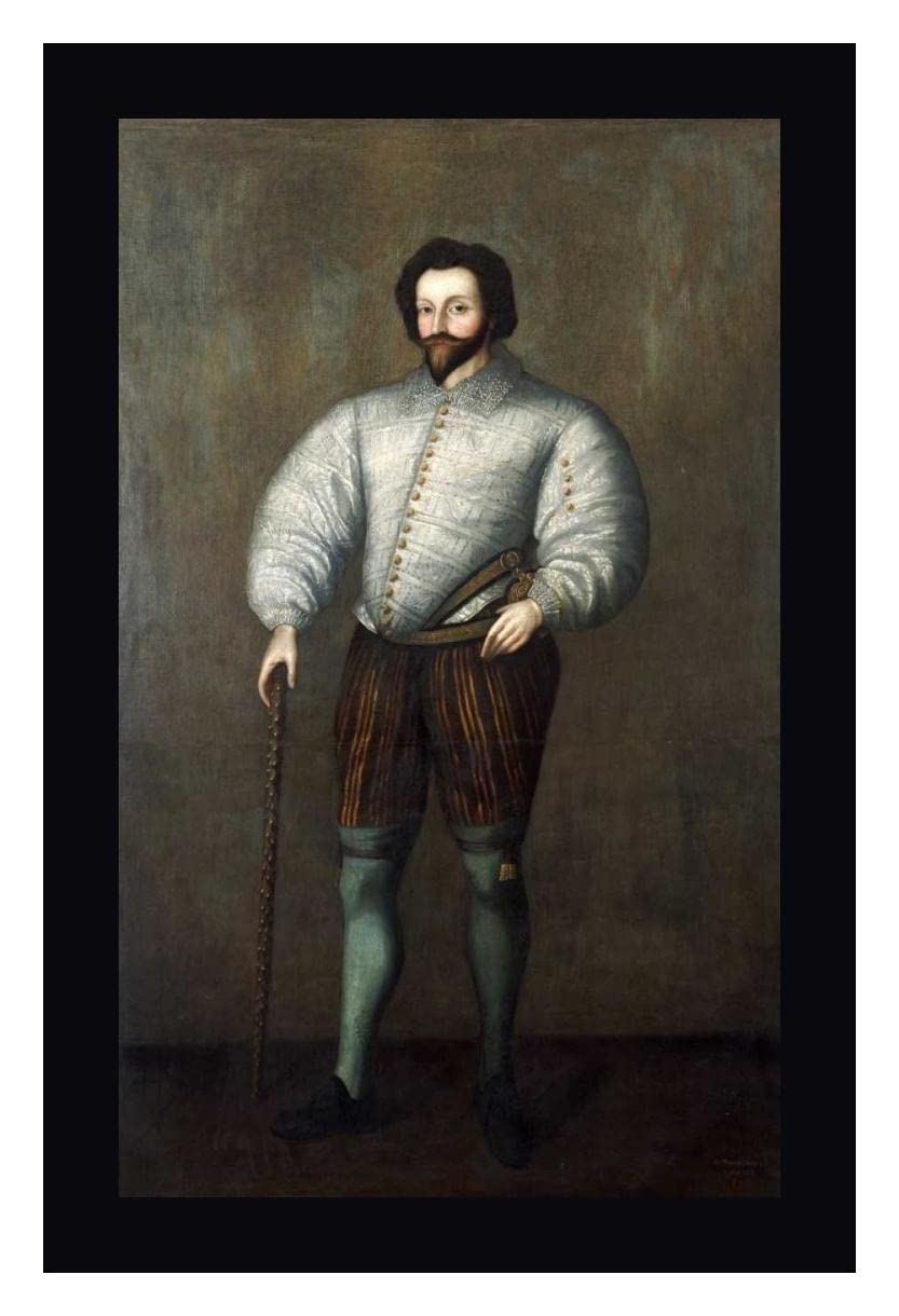Sir Francis Drake Portrait - 20x30 Inch Framed Canvas Art Print with Black Frame - Ready to Hang Wall Decor - Perfect for Living Room, Office or Study