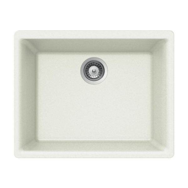 Hamat SIO 2418SU WH Granite Undermount Single Bowl Kitchen Sink in White - Durable & Stylish for Modern Kitchens, Perfect for Food Prep and Cleanup