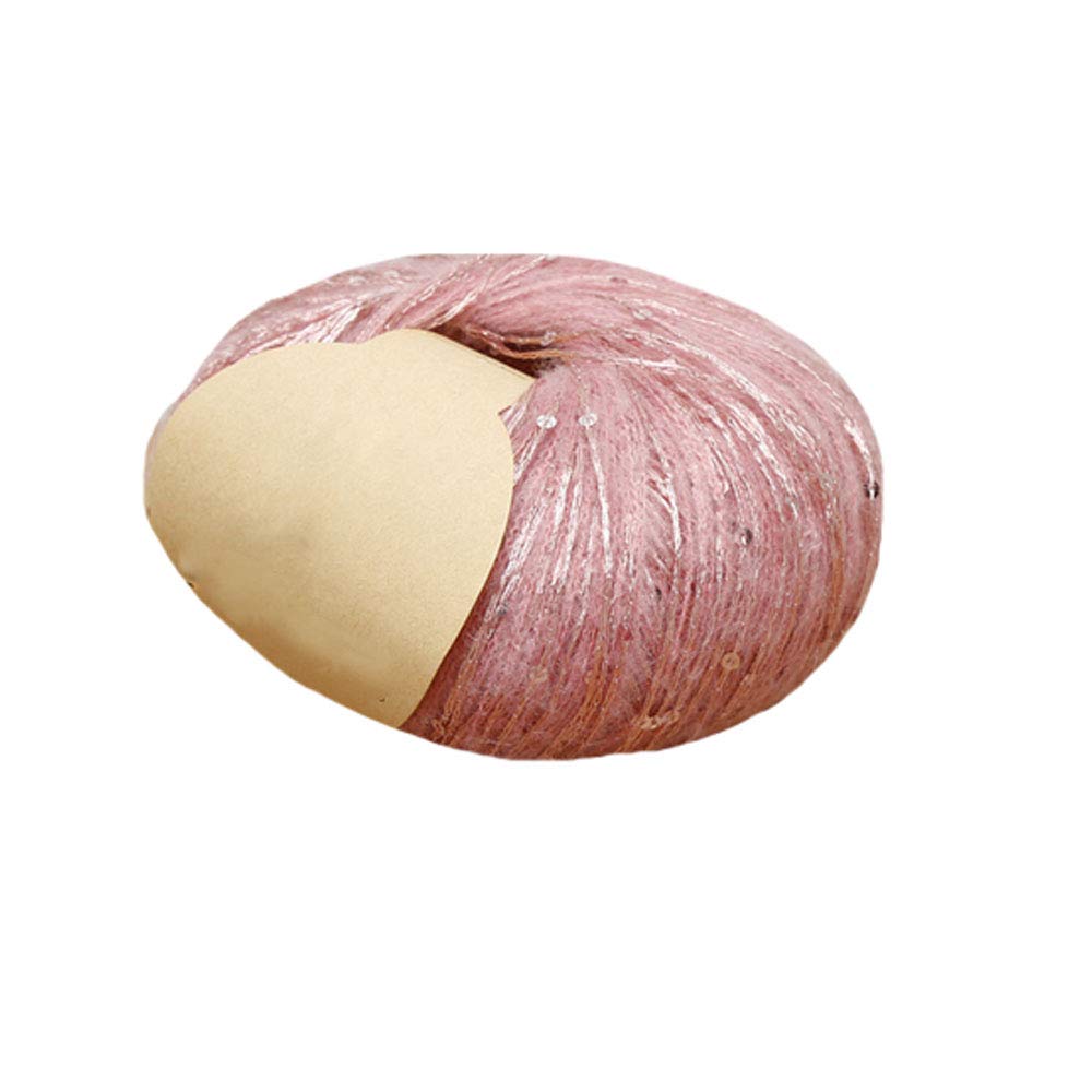 50g Lurex Mohair Yarn - Blush Pink Sparkly Wool Yarn with Sequins for Knitting & Crochet | Soft Sequined Yarn for DIY Winter Hats, Sweaters, Shawls & Cozy Home Decor Projects